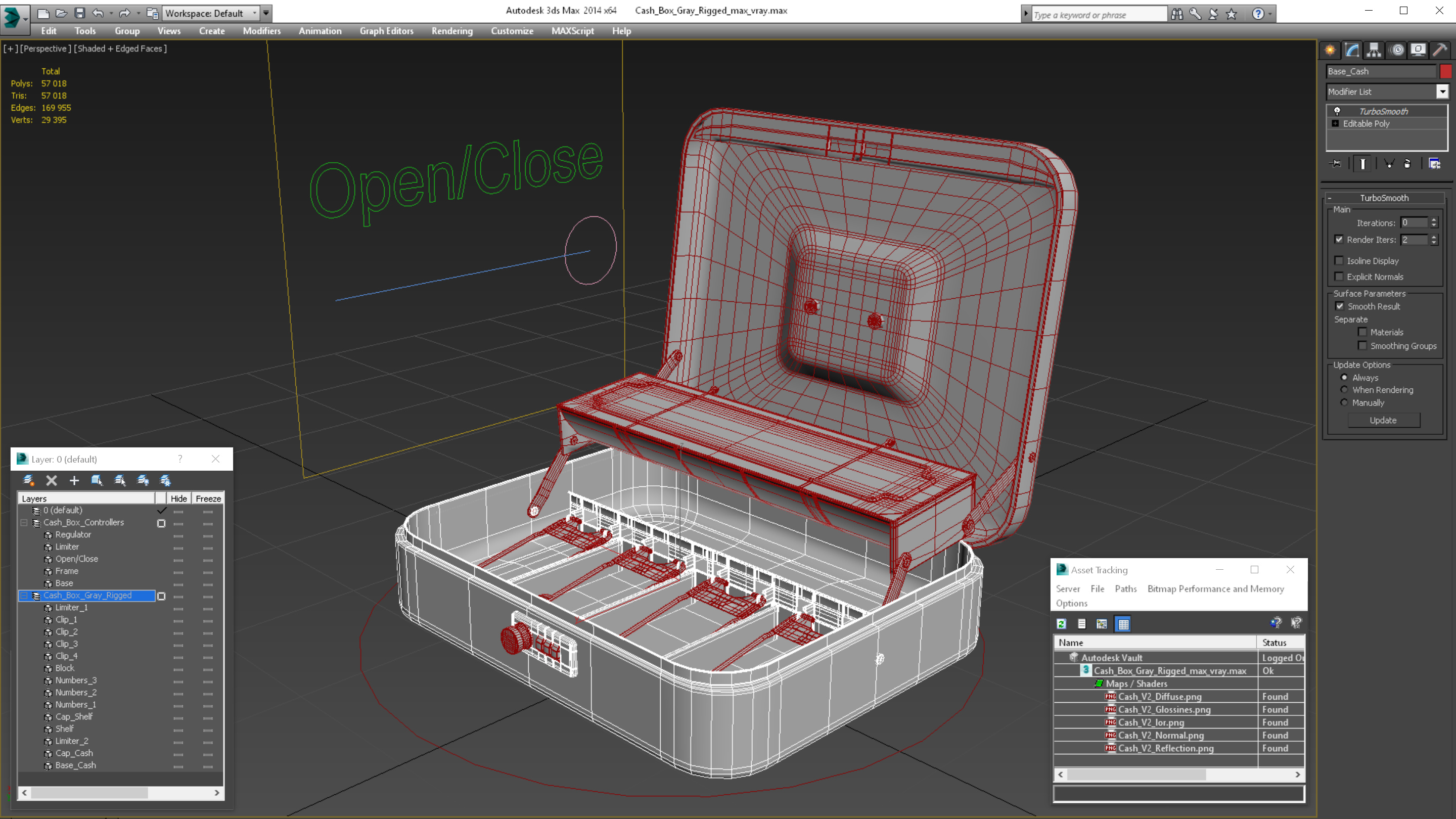 3D model Cash Box Gray Rigged