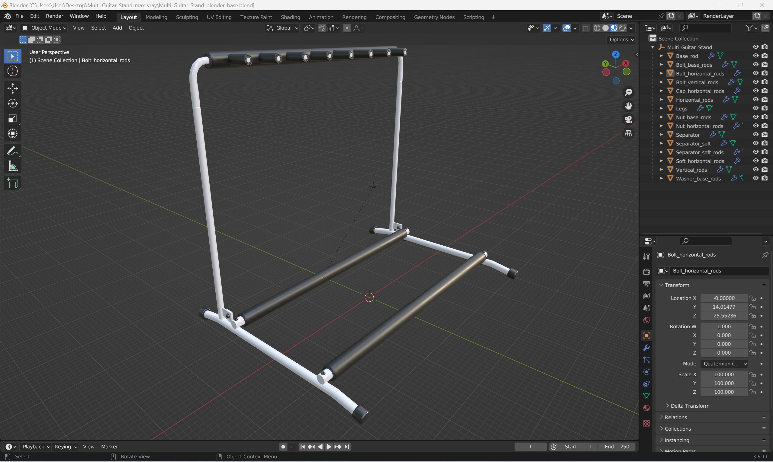 3D Multi Guitar Stand model