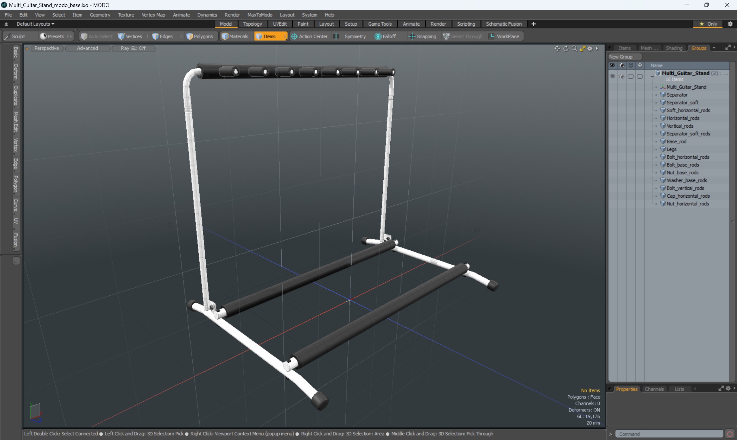 3D Multi Guitar Stand model