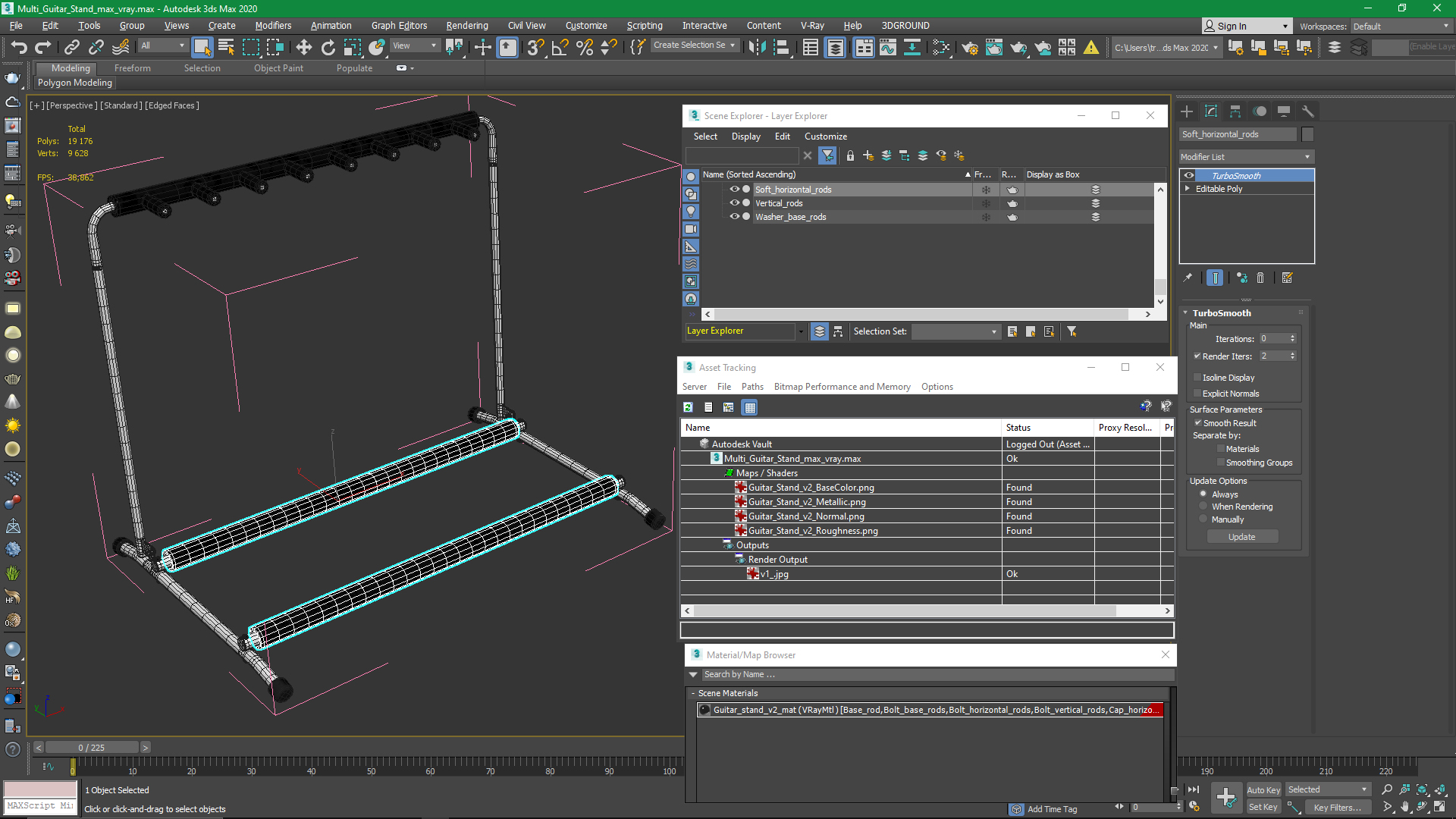 3D Multi Guitar Stand model