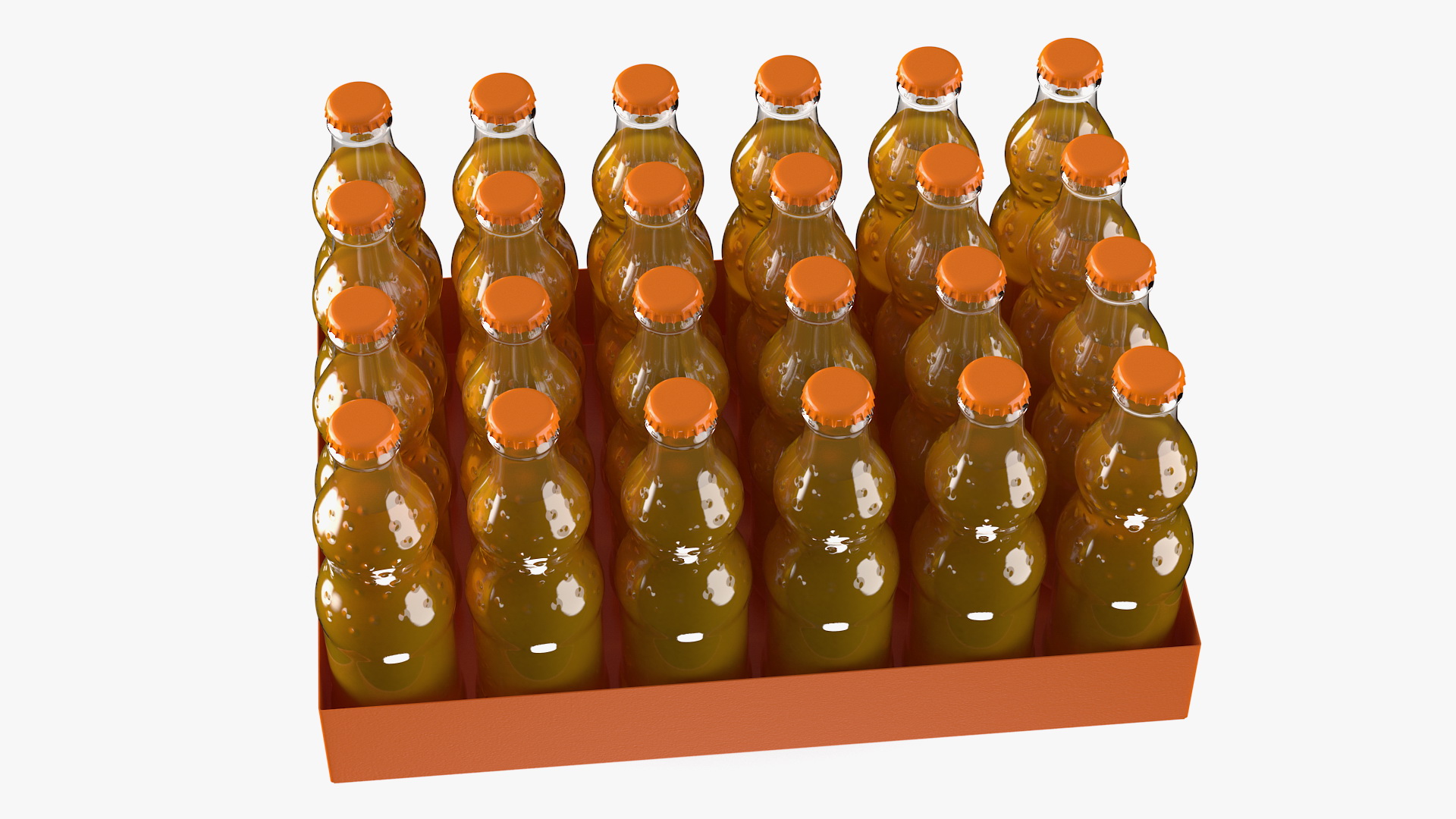 24 Orange Glass Bottle Case 3D