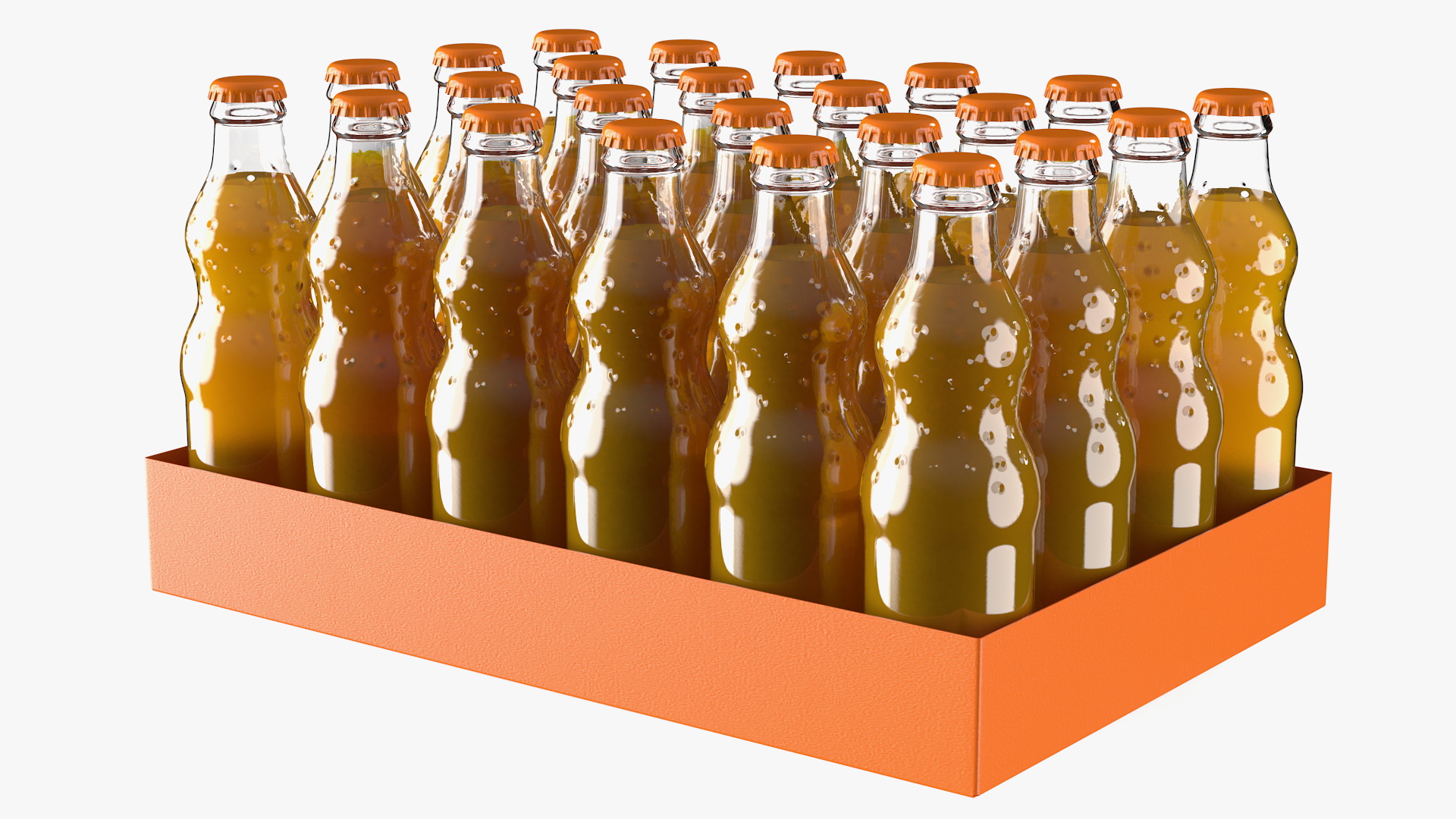 24 Orange Glass Bottle Case 3D