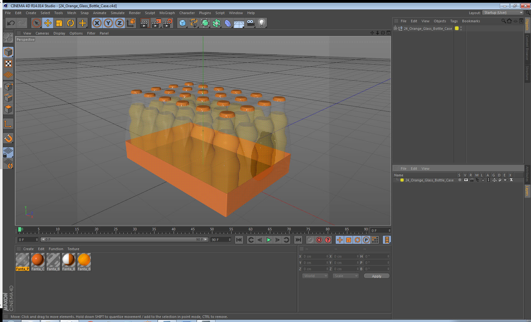 24 Orange Glass Bottle Case 3D