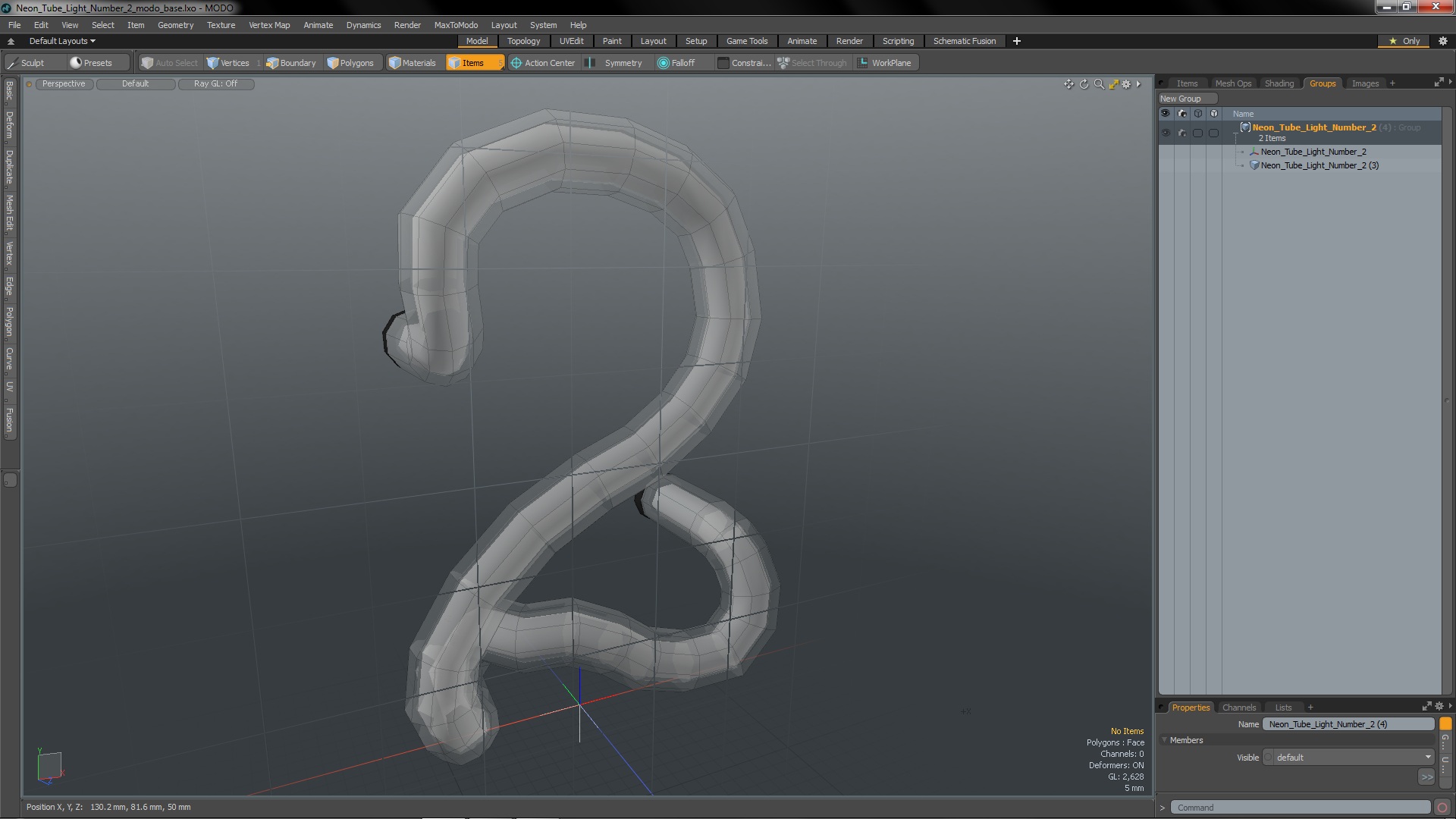 Neon Tube Light Number 2 3D model