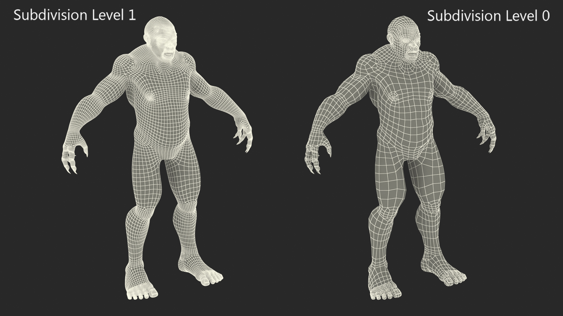 Scary Ape Monster A-pose 3D model