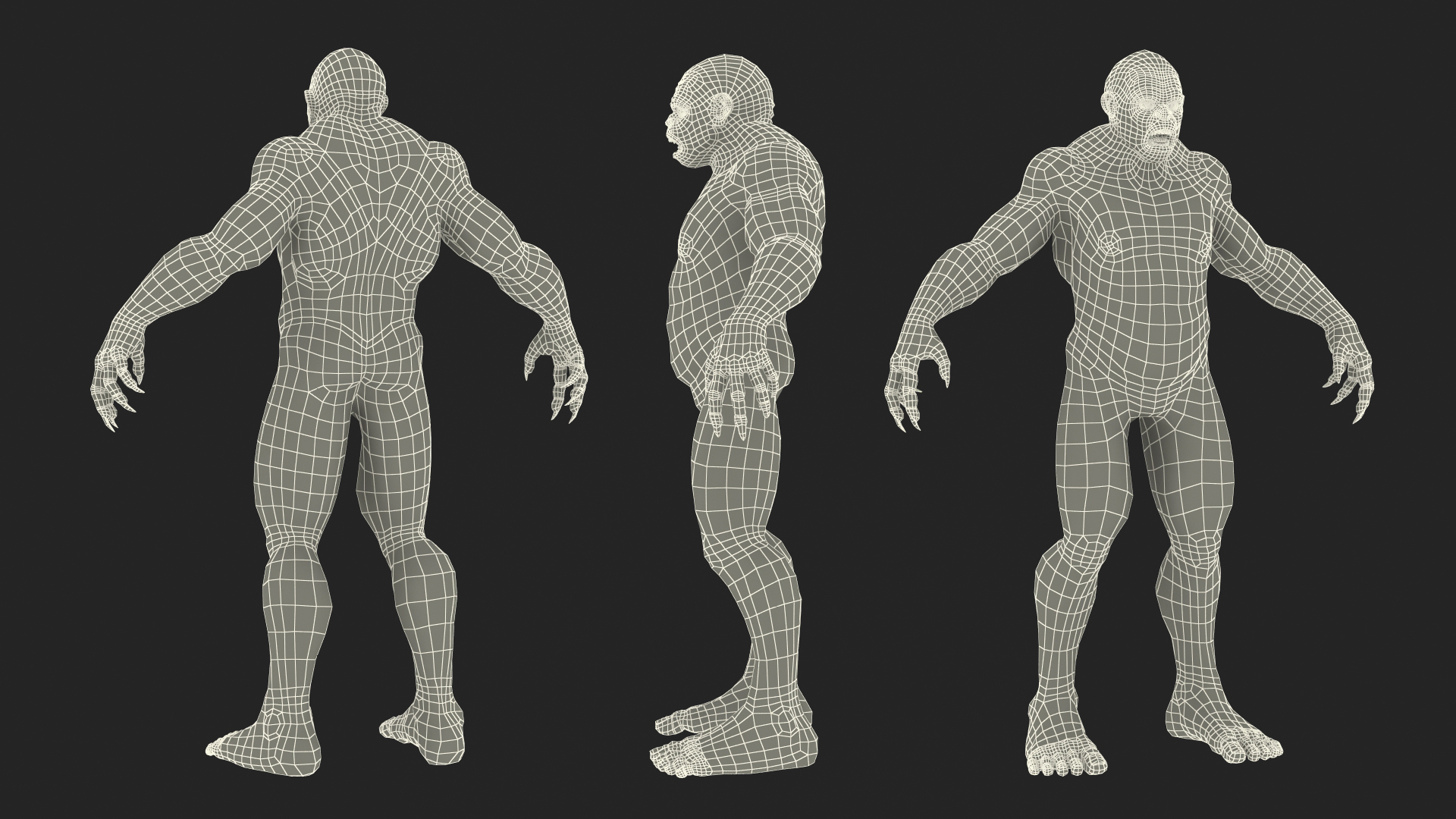 Scary Ape Monster A-pose 3D model