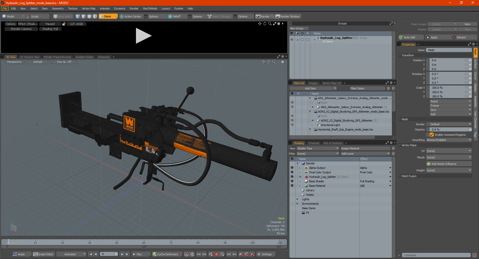 Hydraulic Log Splitter 3D