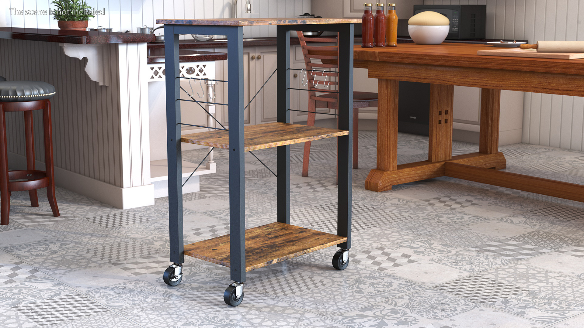 Drew Wood Kitchen Cart 3D