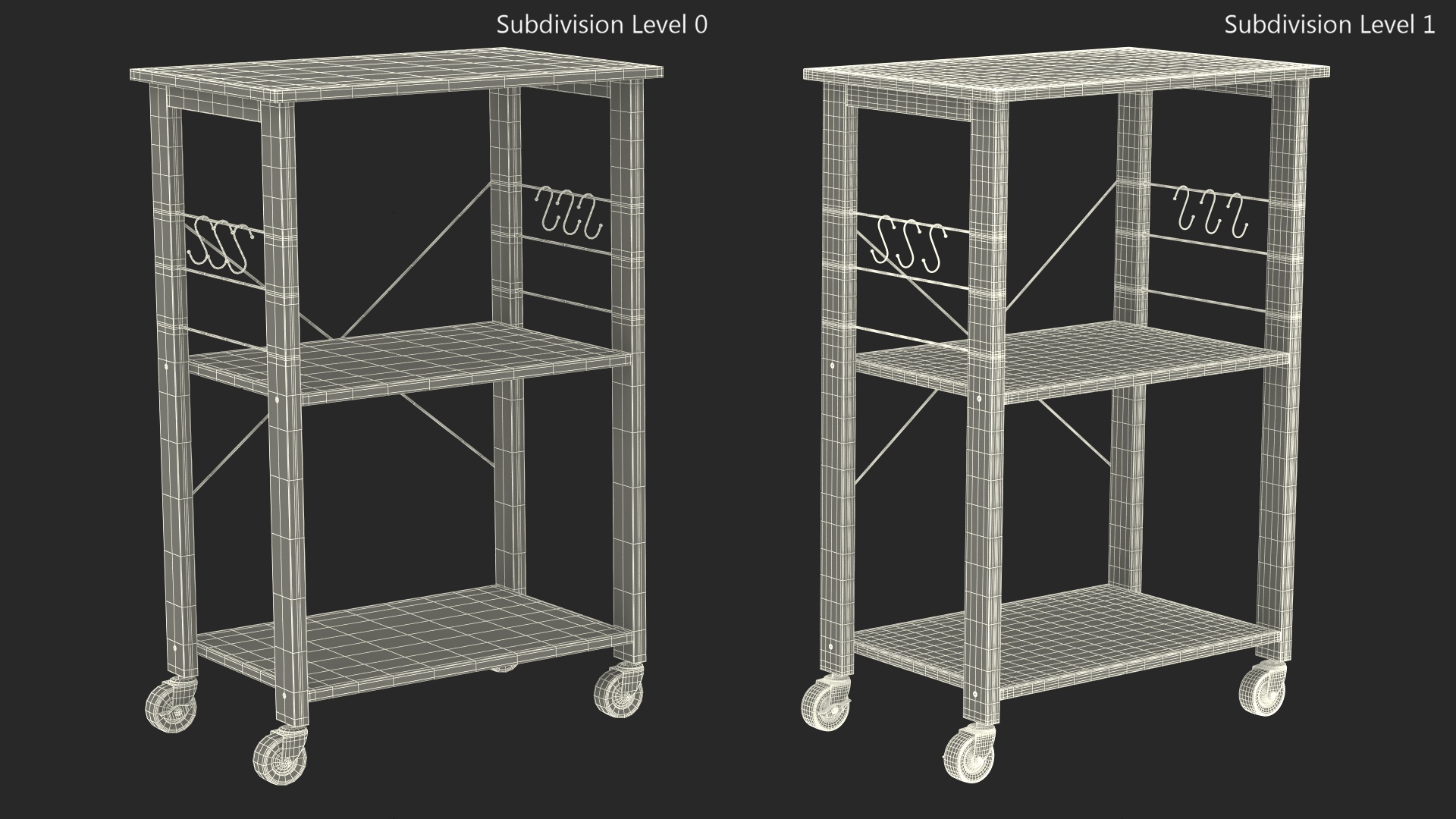 Drew Wood Kitchen Cart 3D