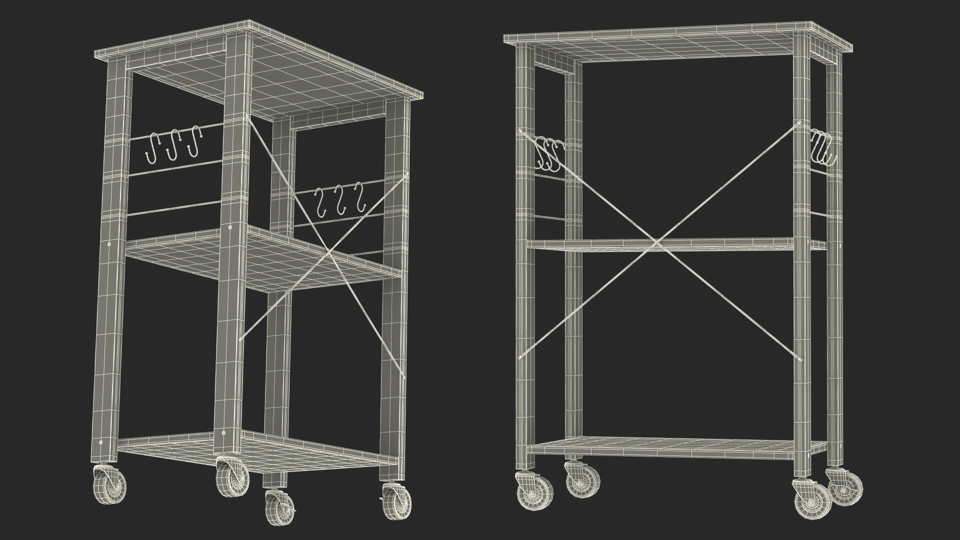 Drew Wood Kitchen Cart 3D