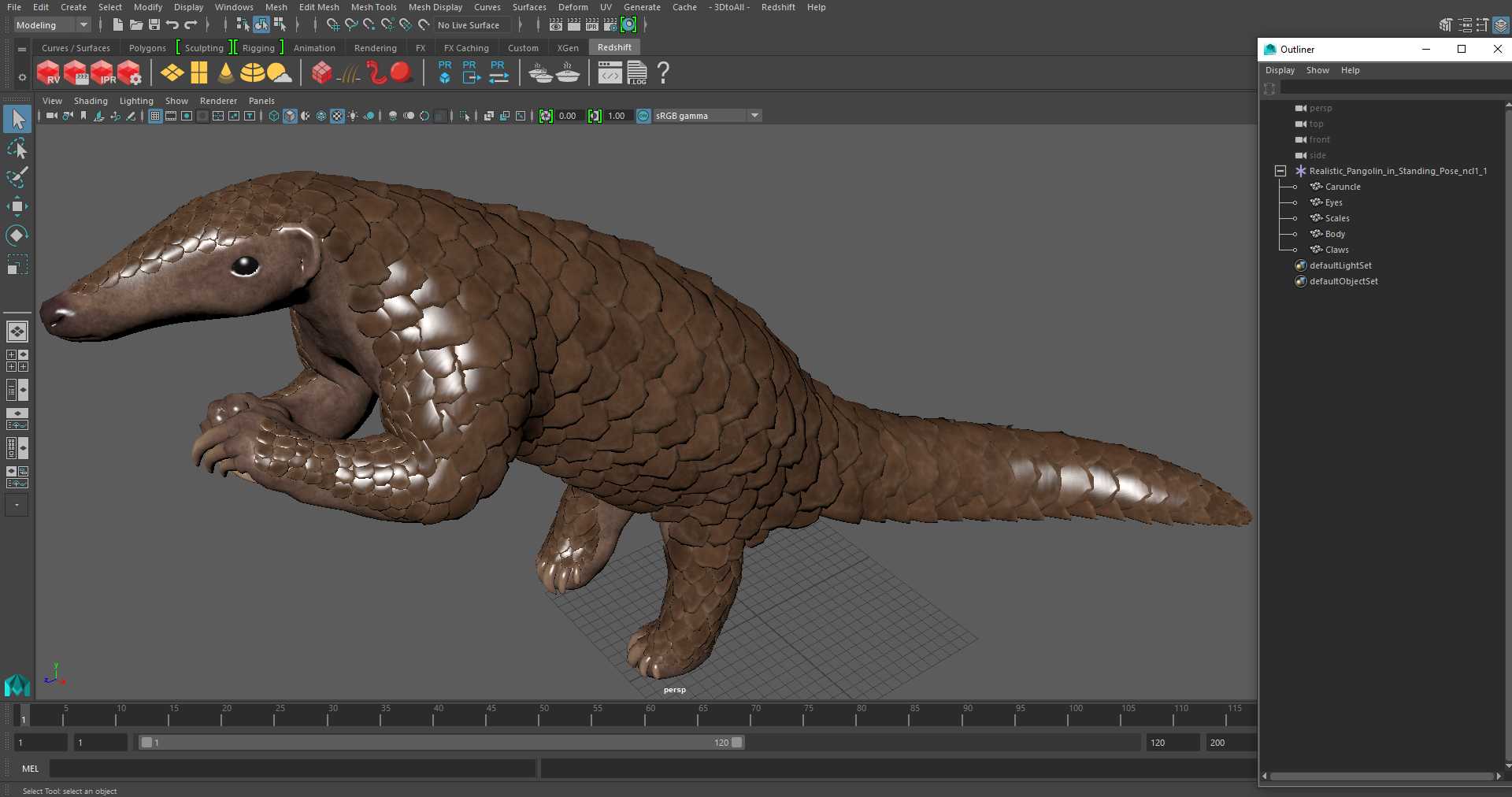 3D model Realistic Pangolin in Standing Pose