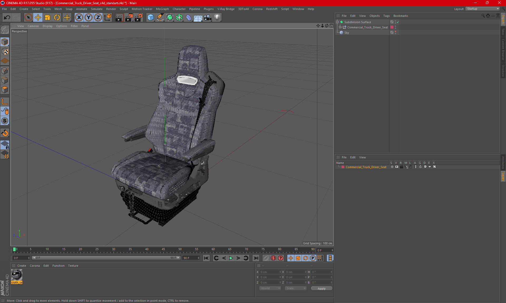 3D Commercial Truck Driver Seat model