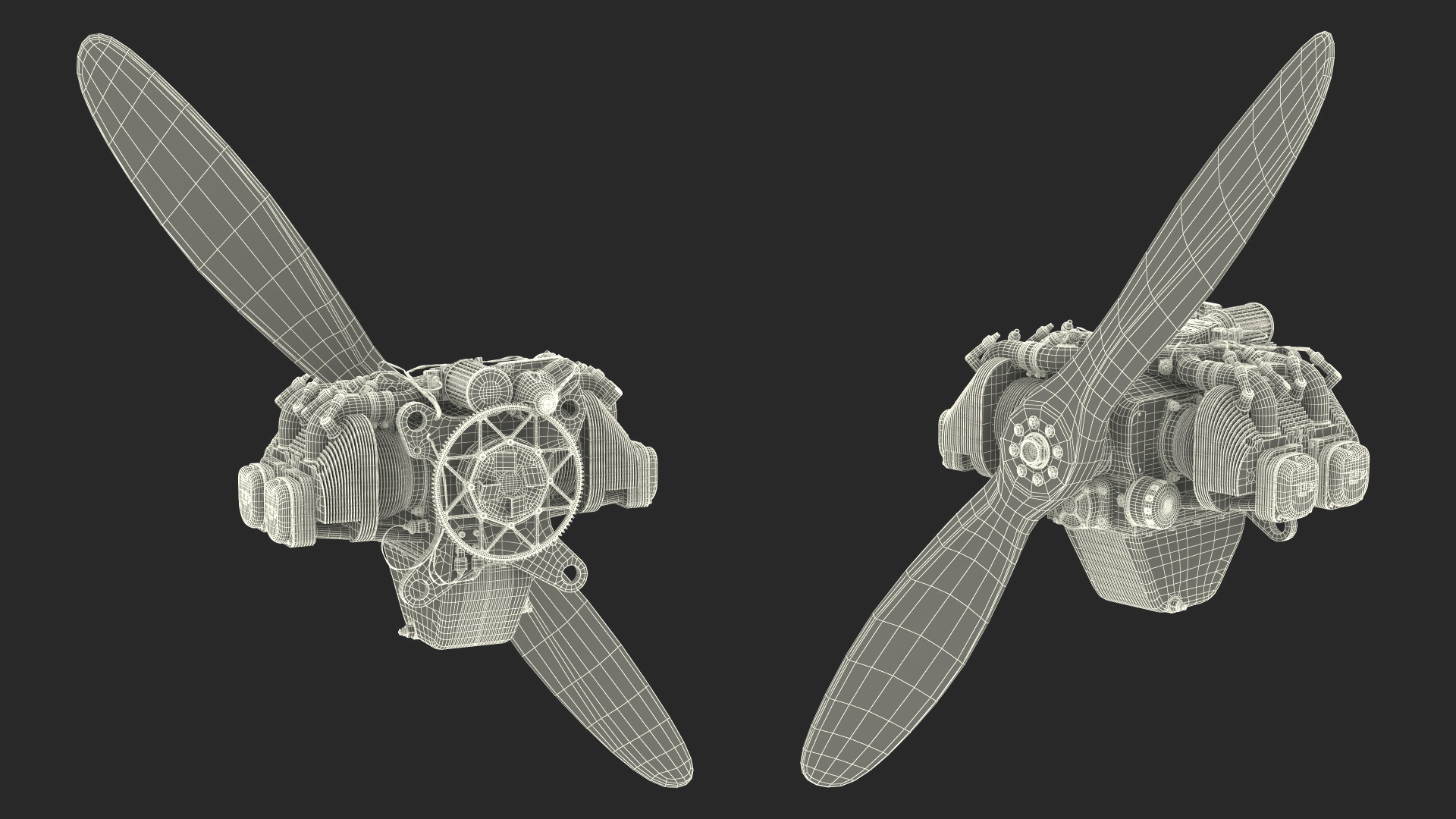 3D Vintage Aircraft Propeller Engine model