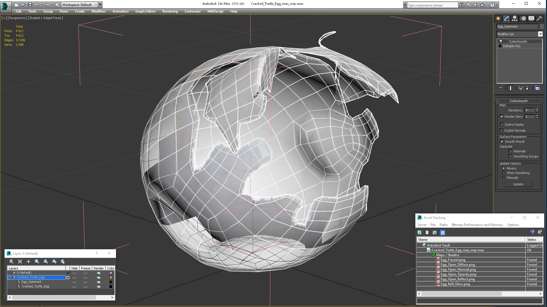 3D Cracked Turtle Egg model