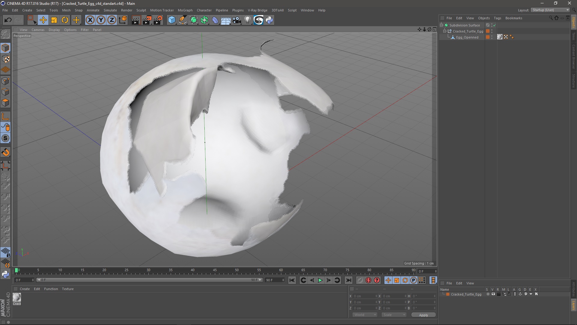 3D Cracked Turtle Egg model