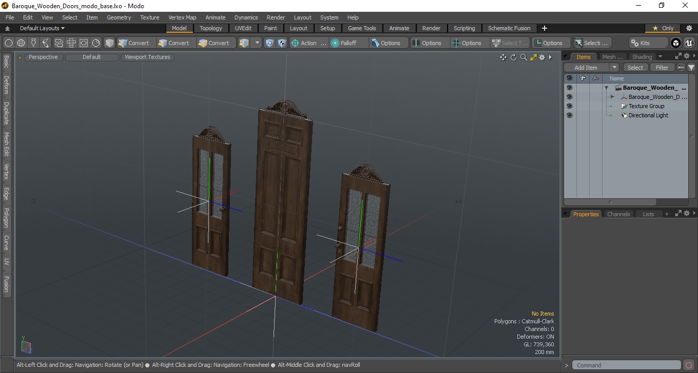 3D model Baroque Wooden Doors