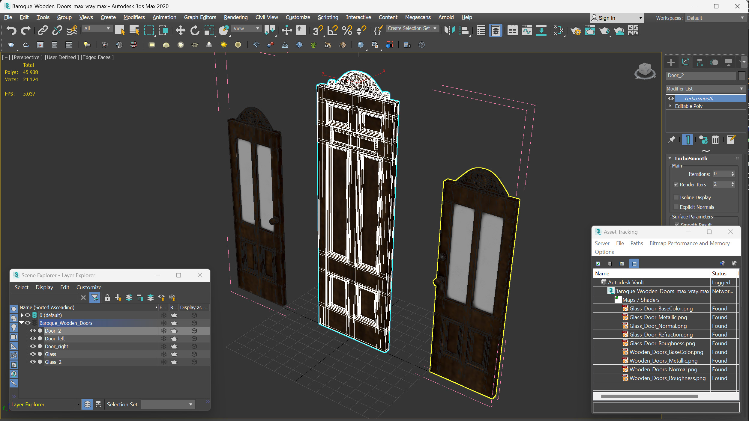 3D model Baroque Wooden Doors