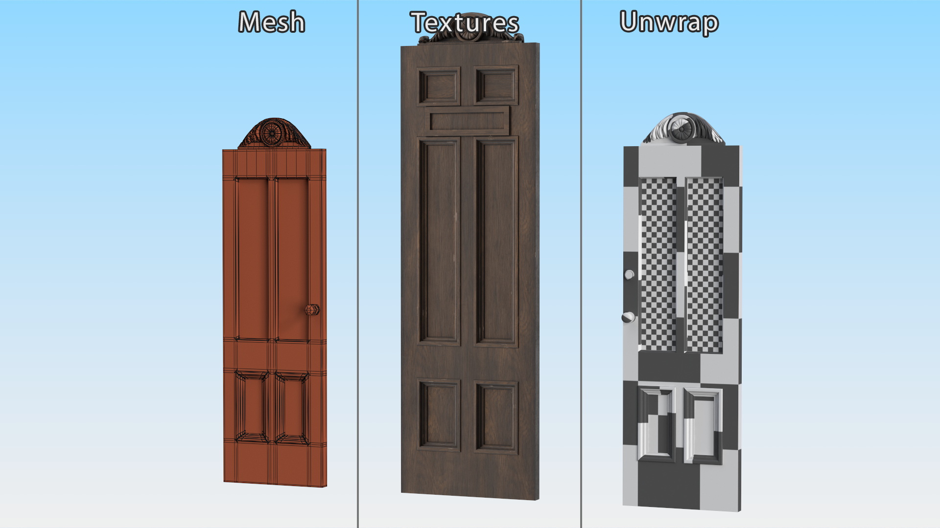 3D model Baroque Wooden Doors