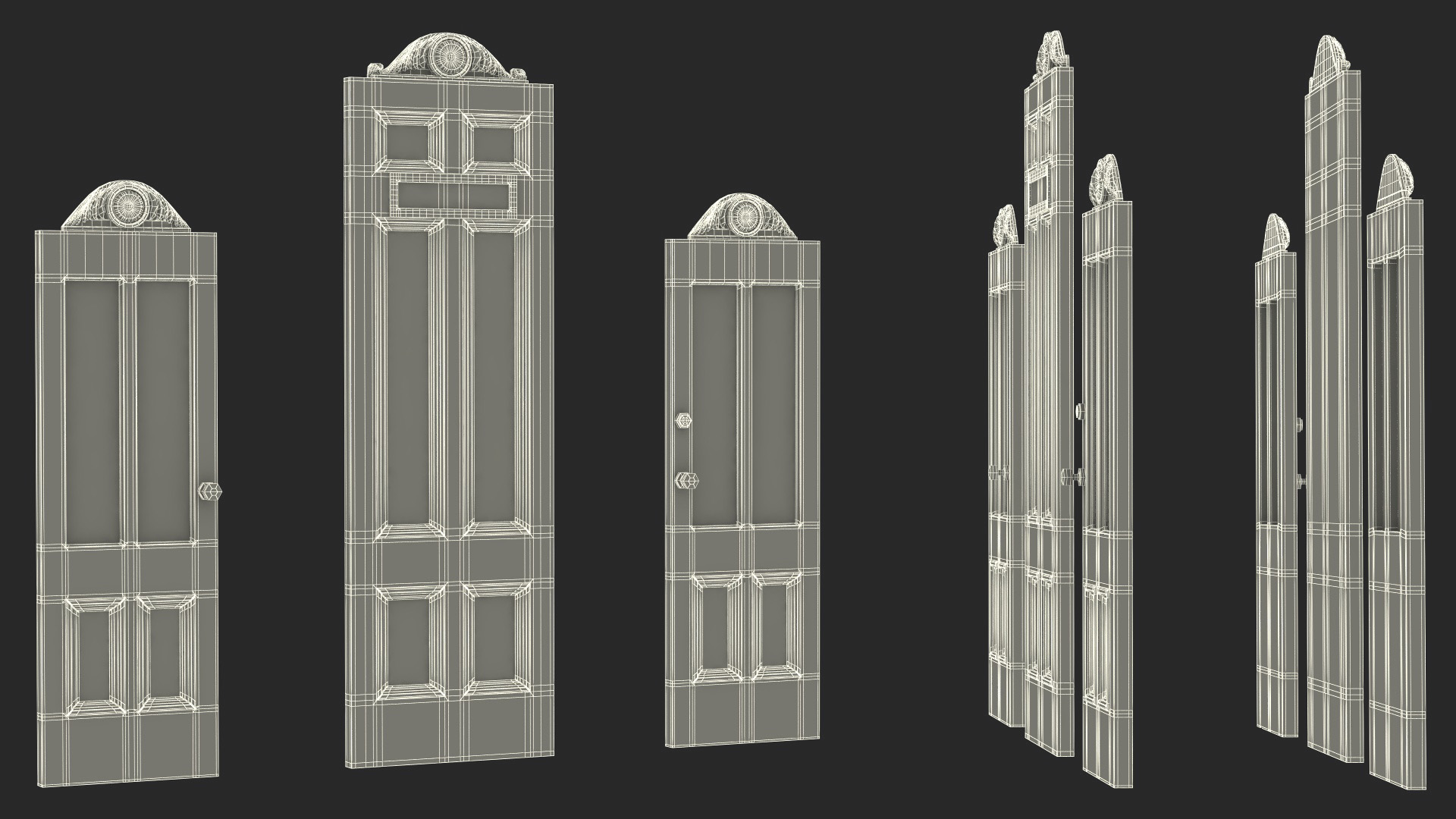 3D model Baroque Wooden Doors