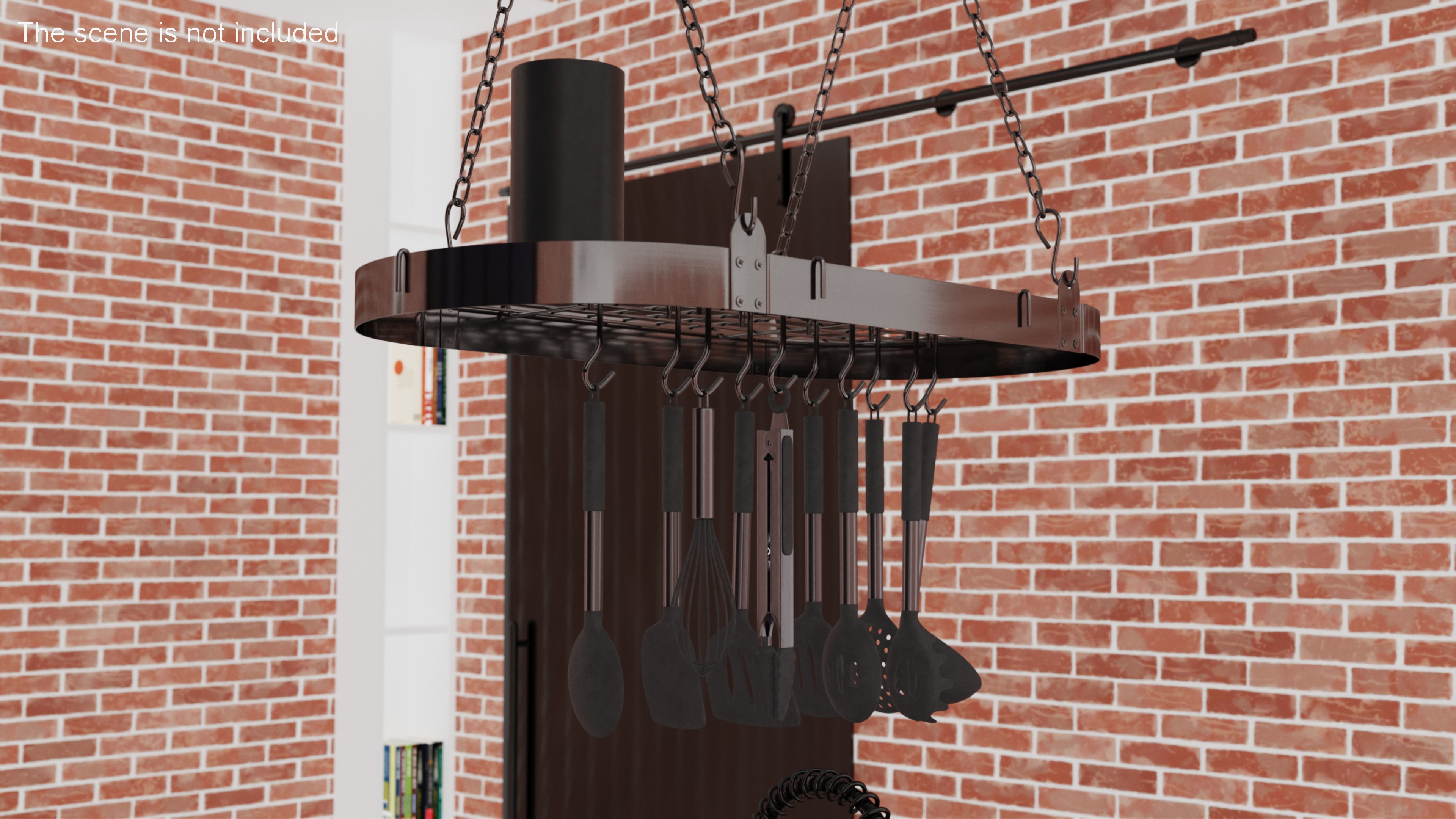 3D Hanging Pot Rack with Cooking Utensils model