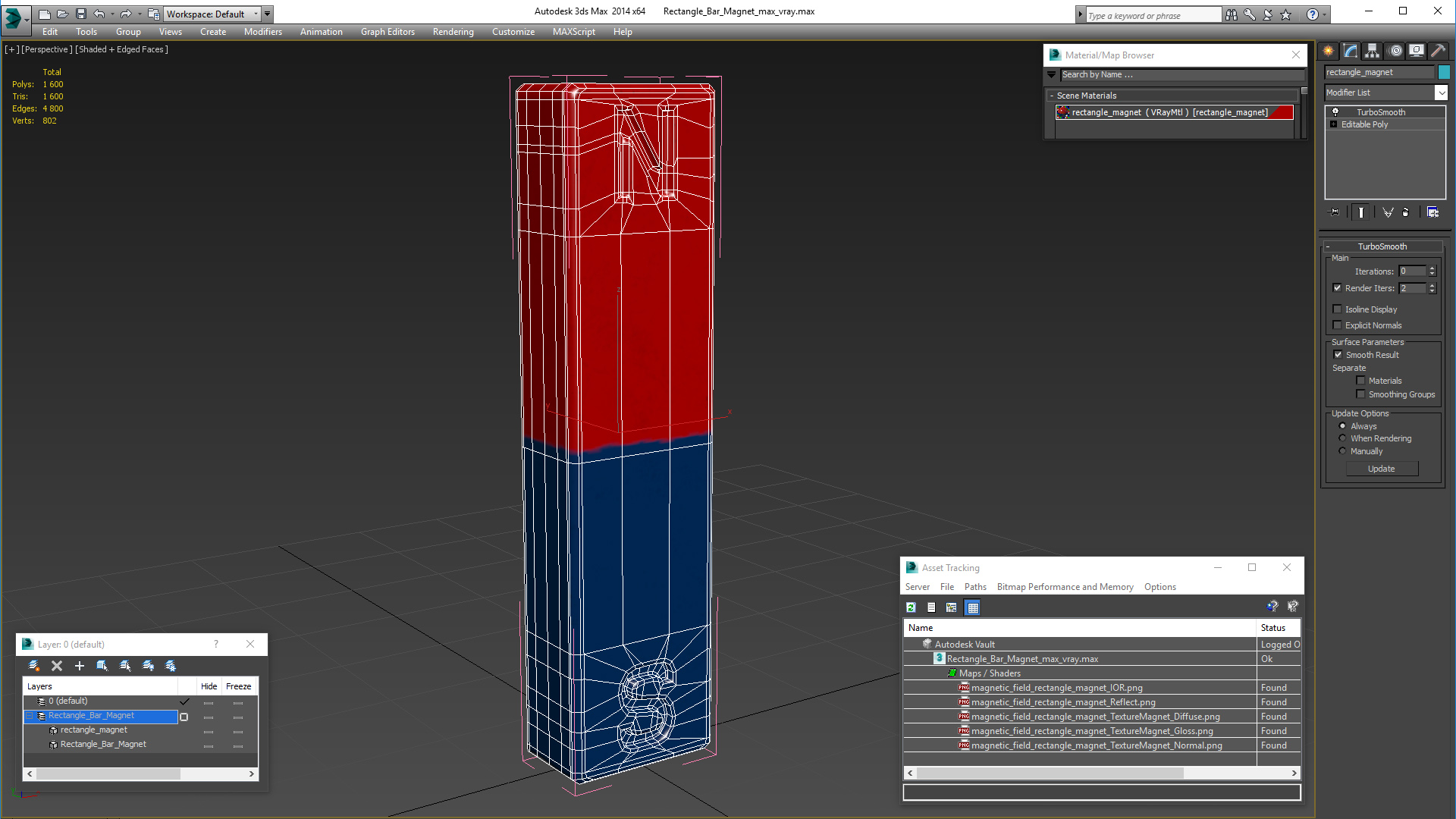 3D model Rectangle Bar Magnet