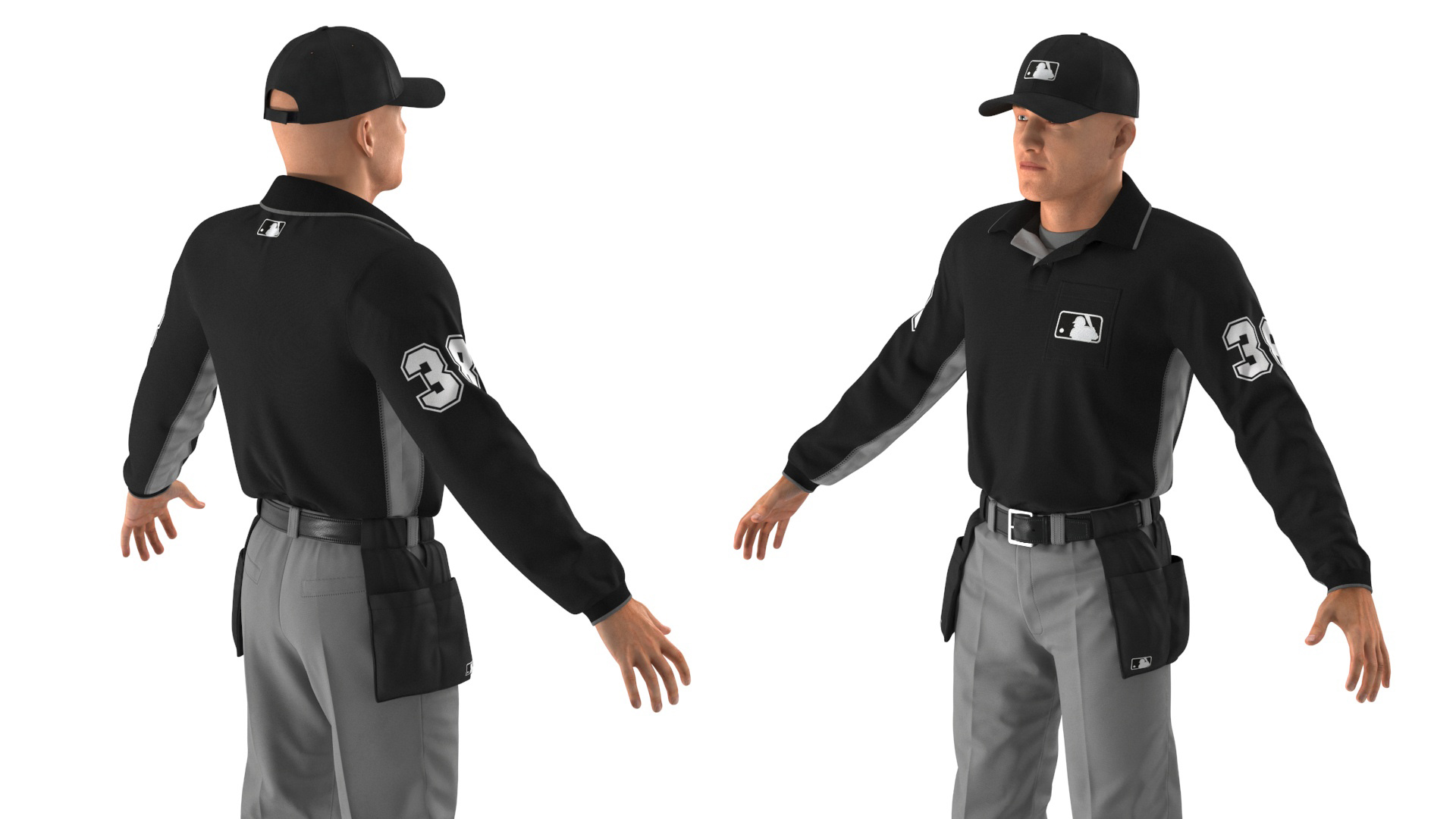 3D Baseball Umpire in Cap Basic Pose model