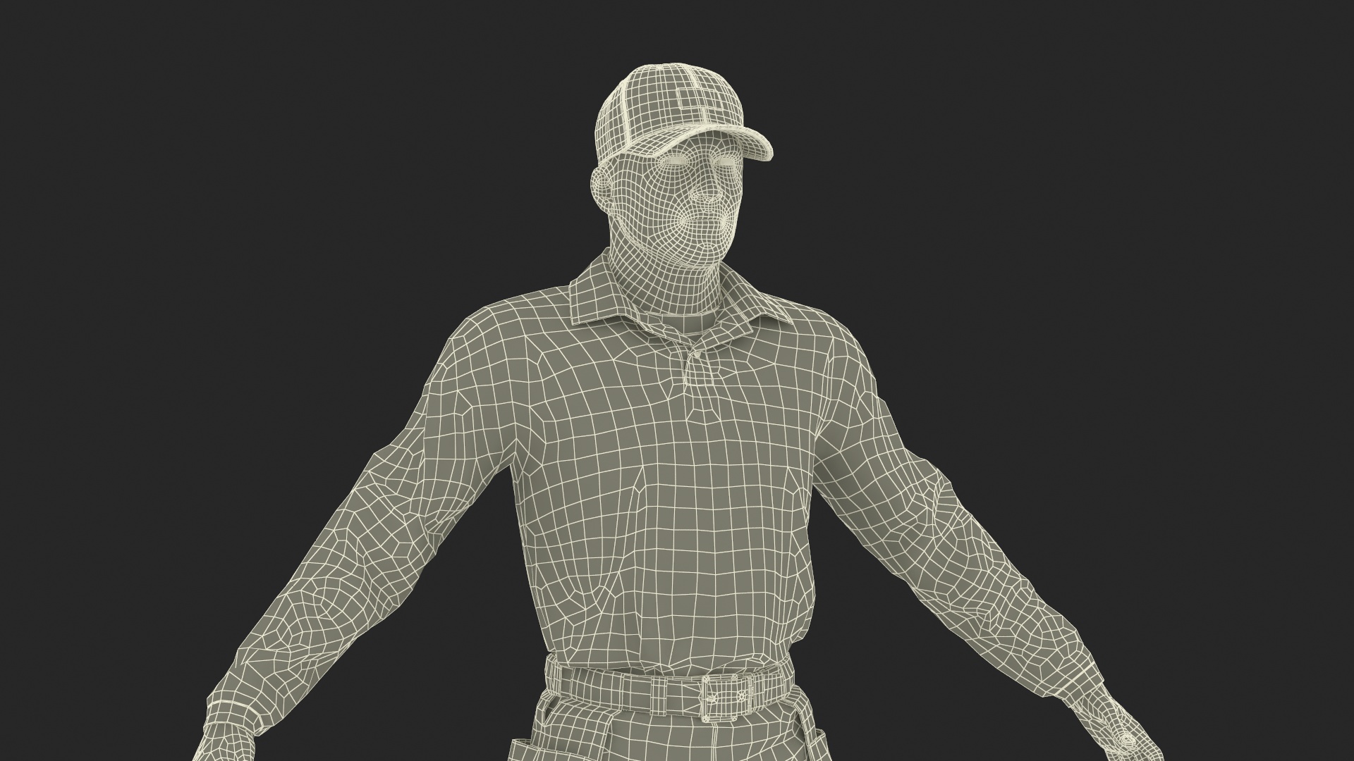 3D Baseball Umpire in Cap Basic Pose model