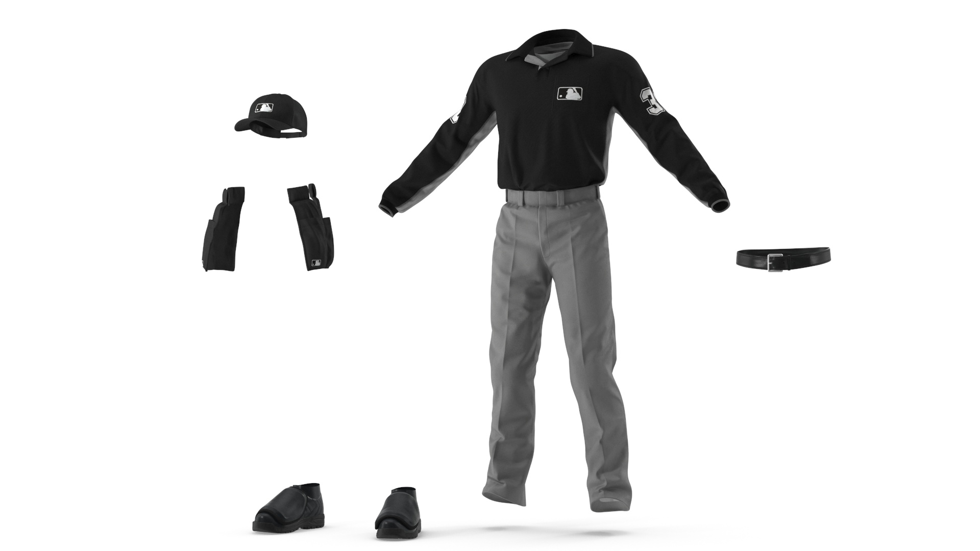 3D Baseball Umpire in Cap Basic Pose model