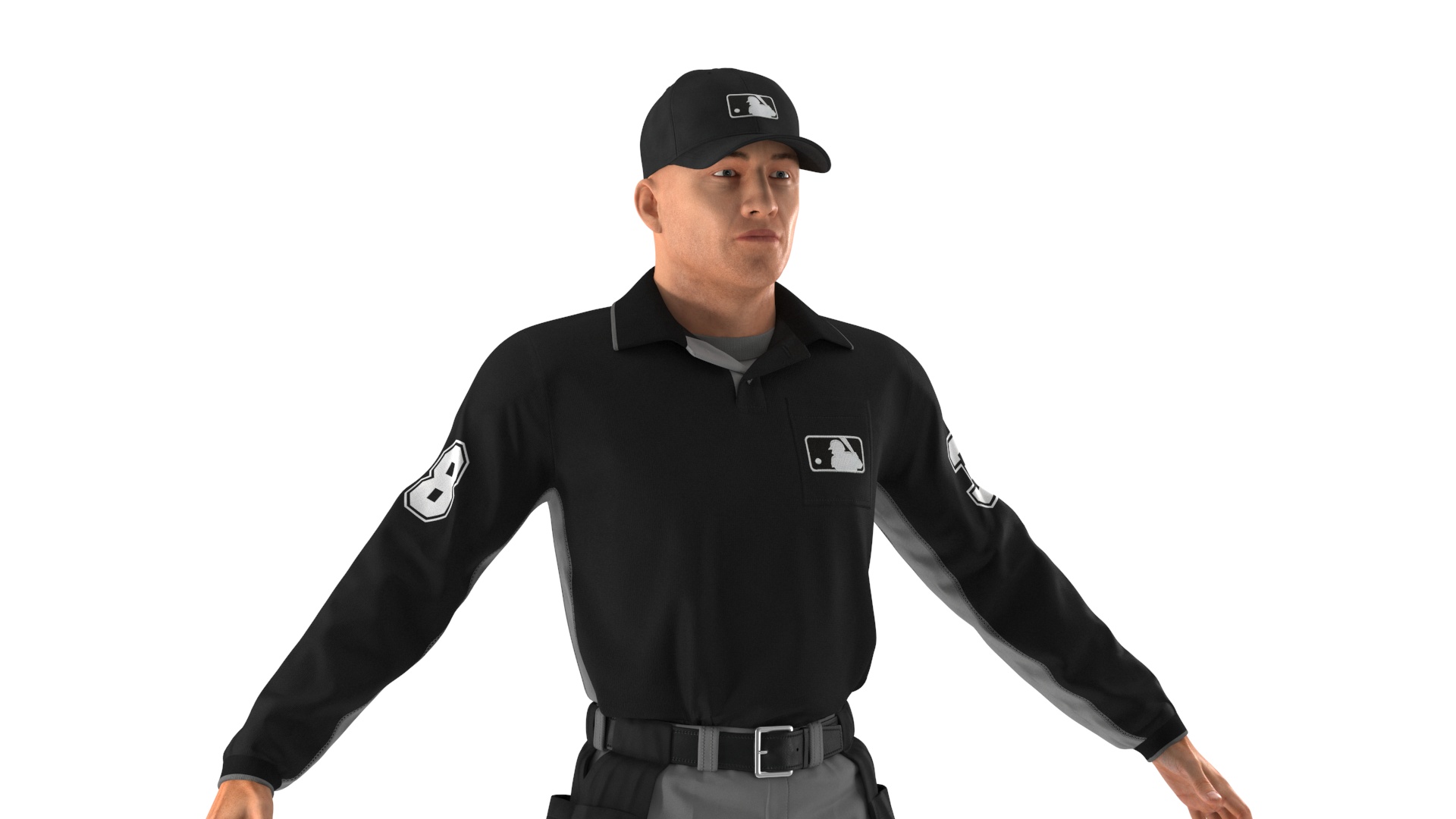 3D Baseball Umpire in Cap Basic Pose model