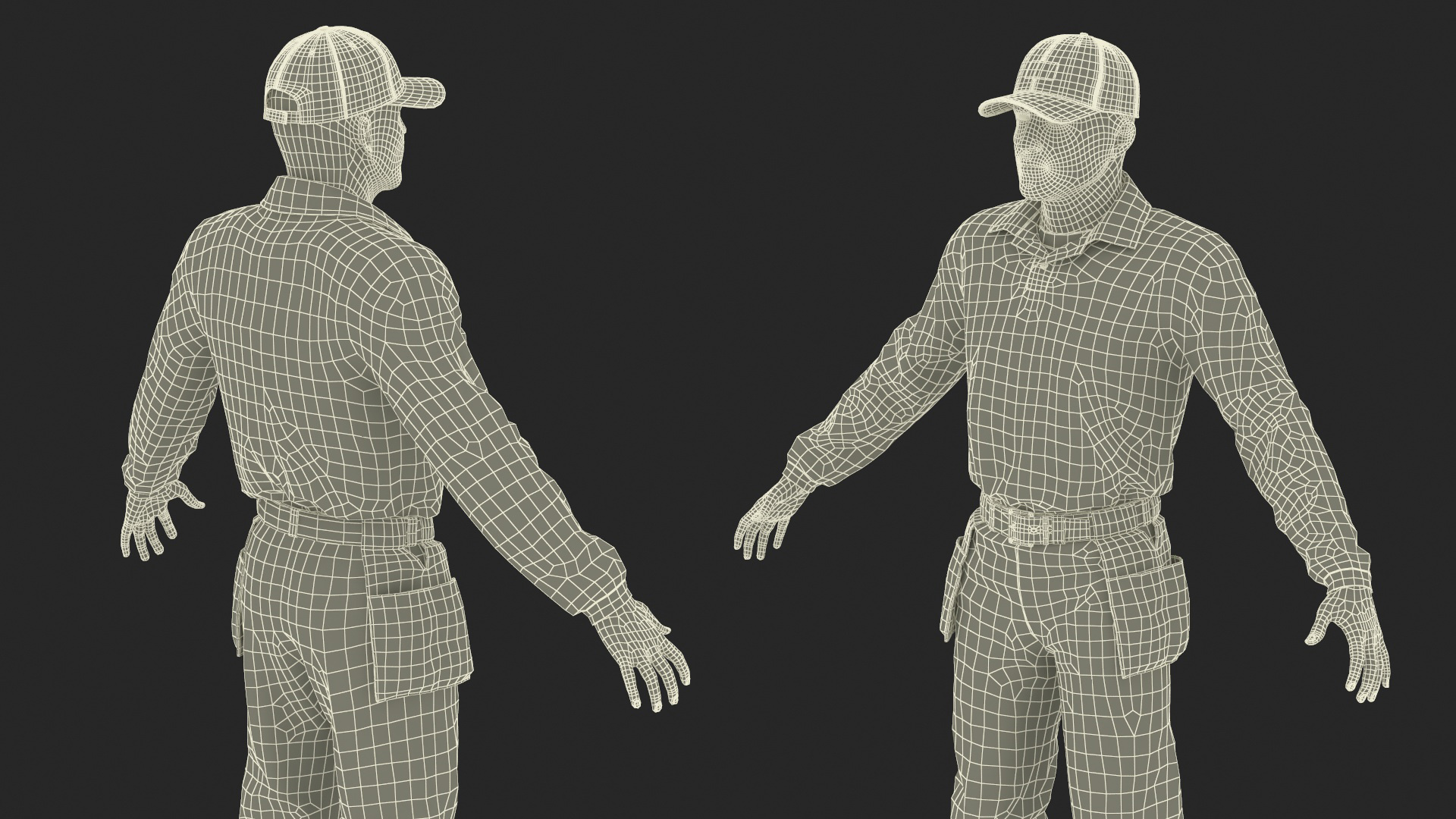 3D Baseball Umpire in Cap Basic Pose model