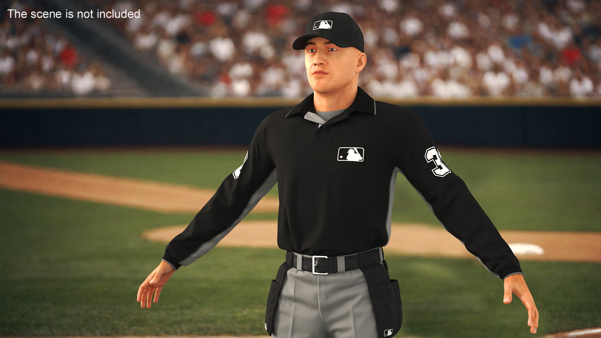 3D Baseball Umpire in Cap Basic Pose model