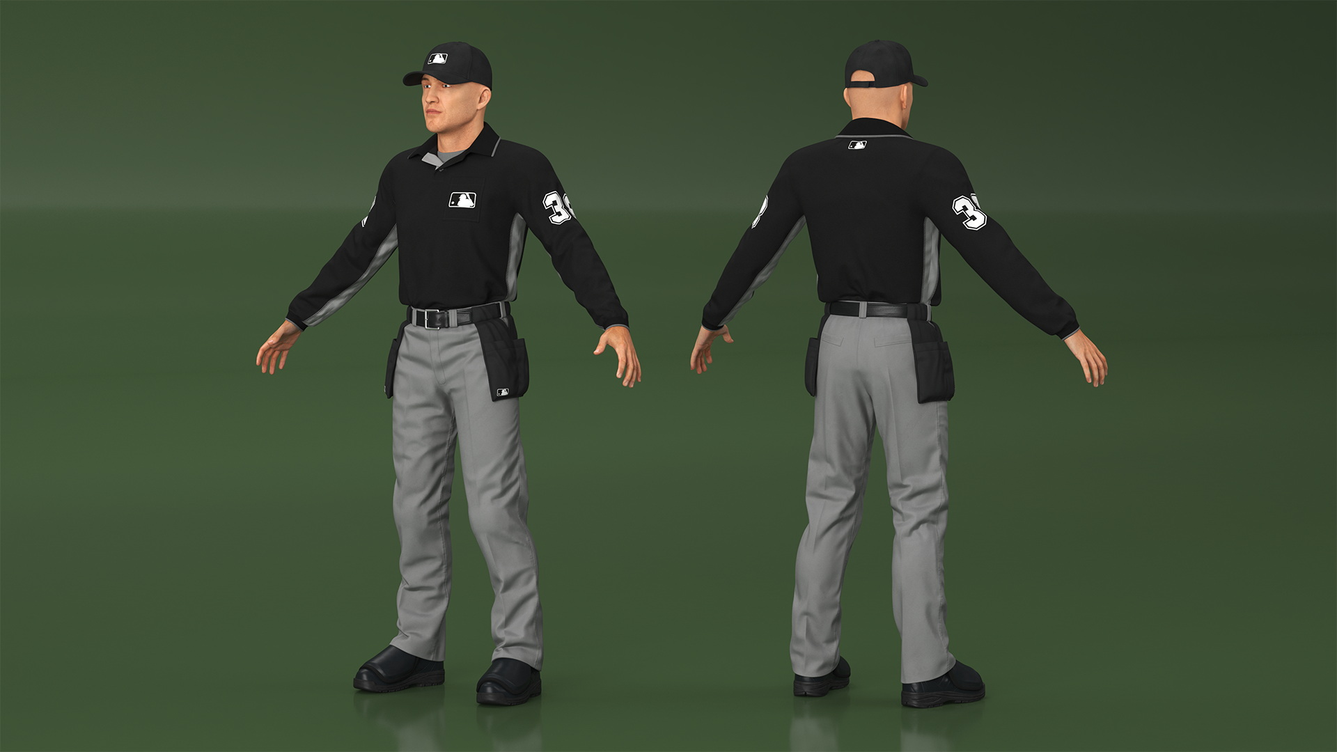 3D Baseball Umpire in Cap Basic Pose model