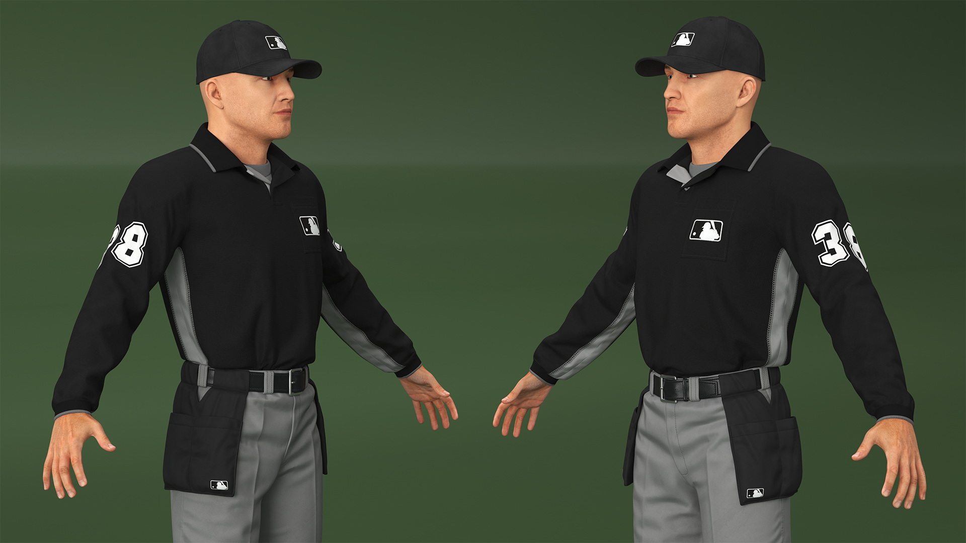 3D Baseball Umpire in Cap Basic Pose model