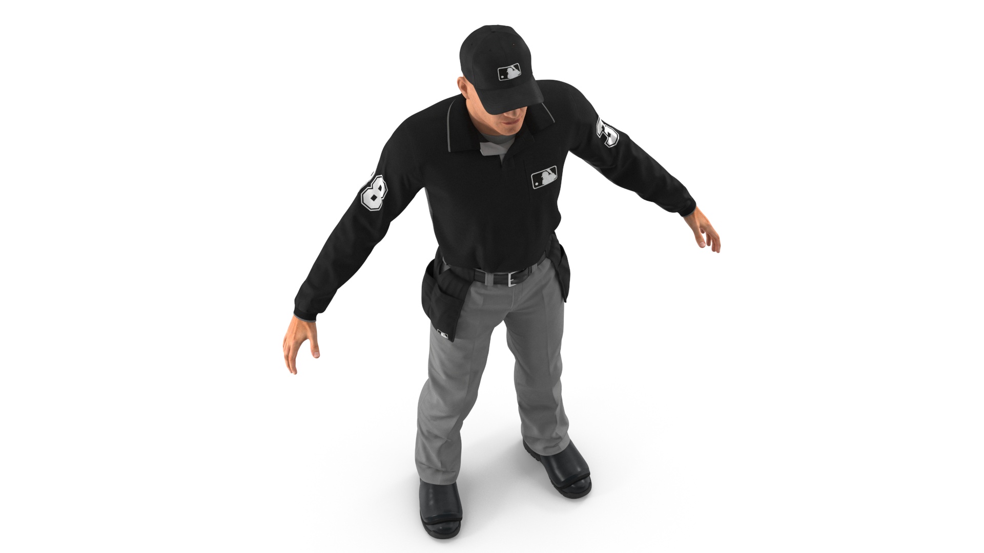 3D Baseball Umpire in Cap Basic Pose model