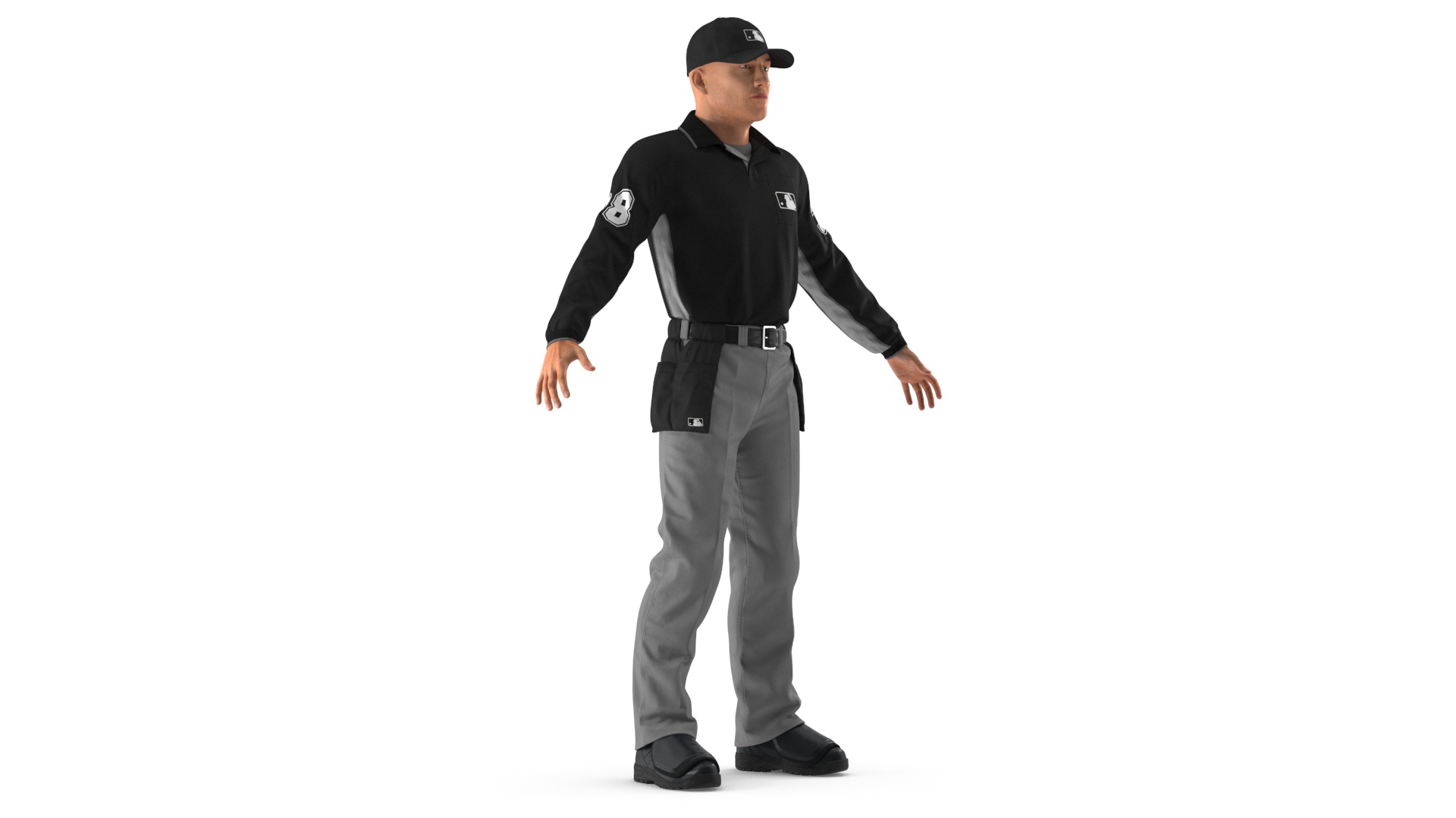 3D Baseball Umpire in Cap Basic Pose model