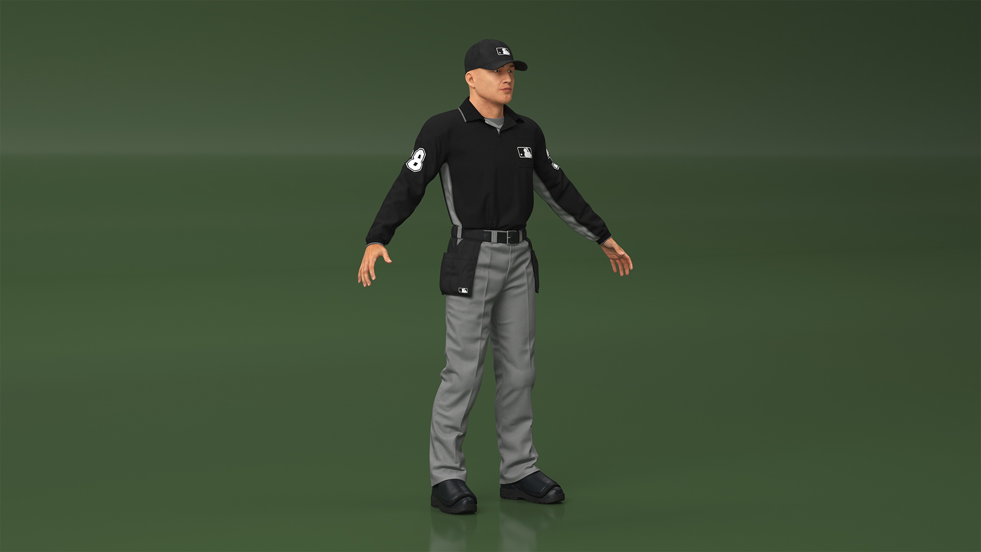 3D Baseball Umpire in Cap Basic Pose model