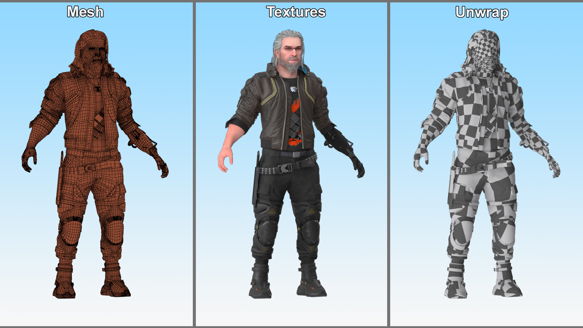 3D Cyberpunk 2077 Geralt Character Rigged model