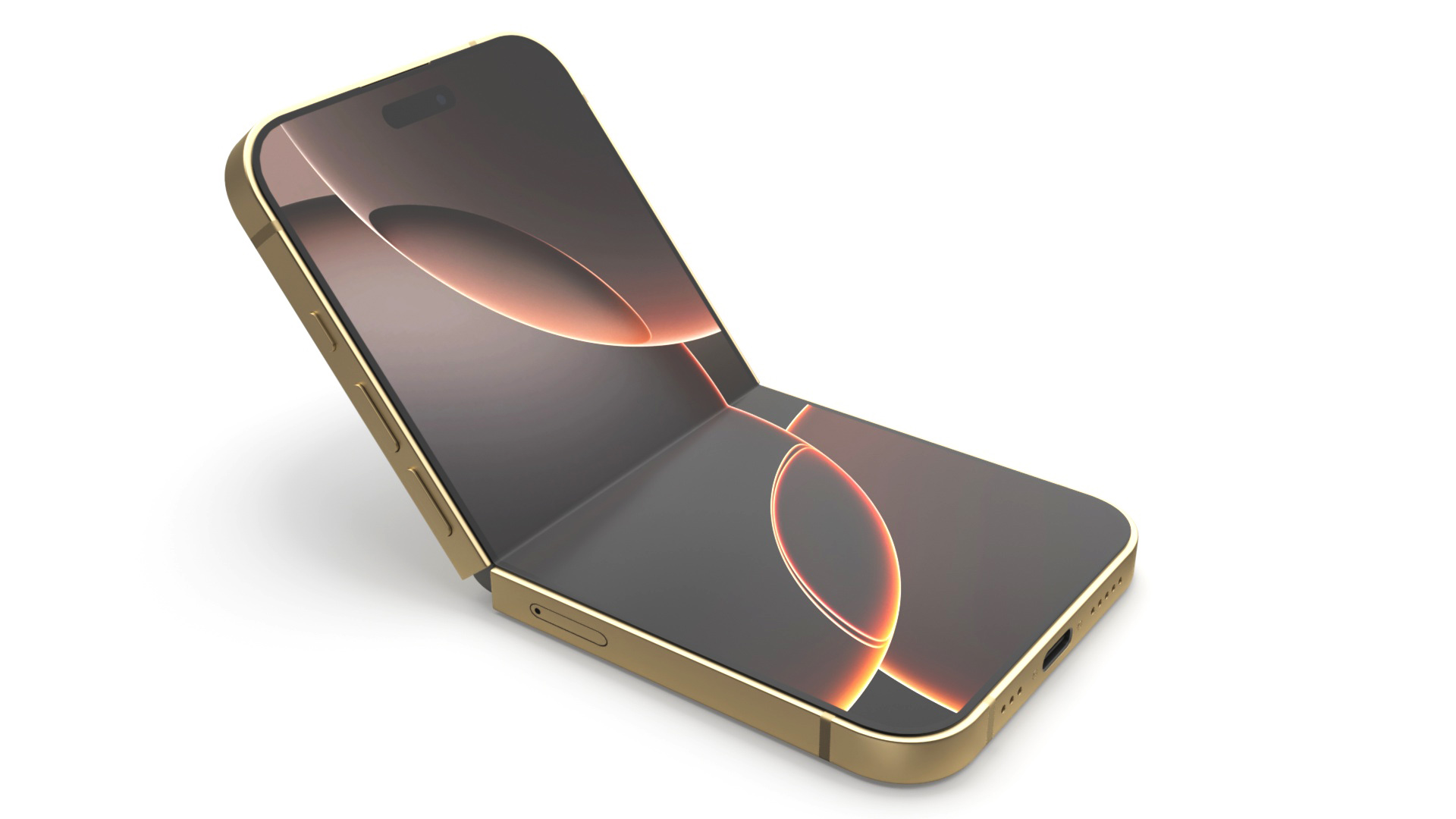 3D Apple iPhone Flip Luxe Gold Rigged for Maya model