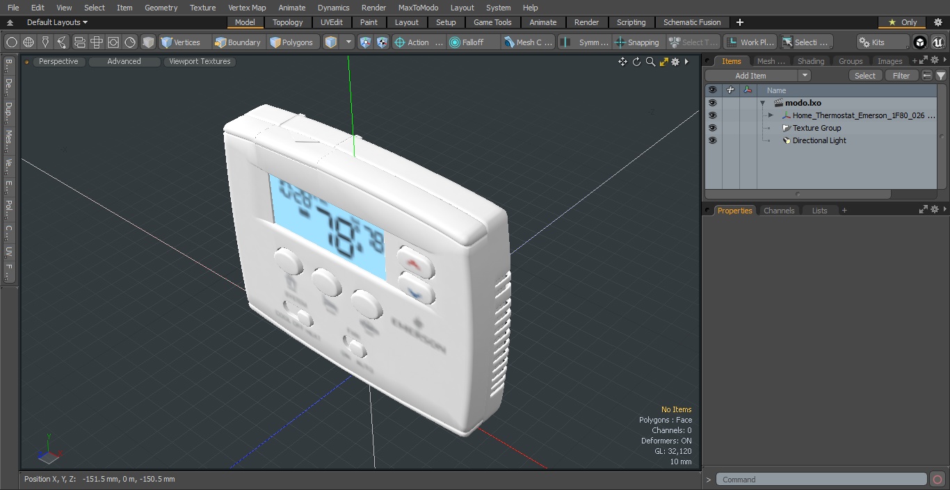 3D model Home Thermostat Emerson 1F80-0261 Switched On