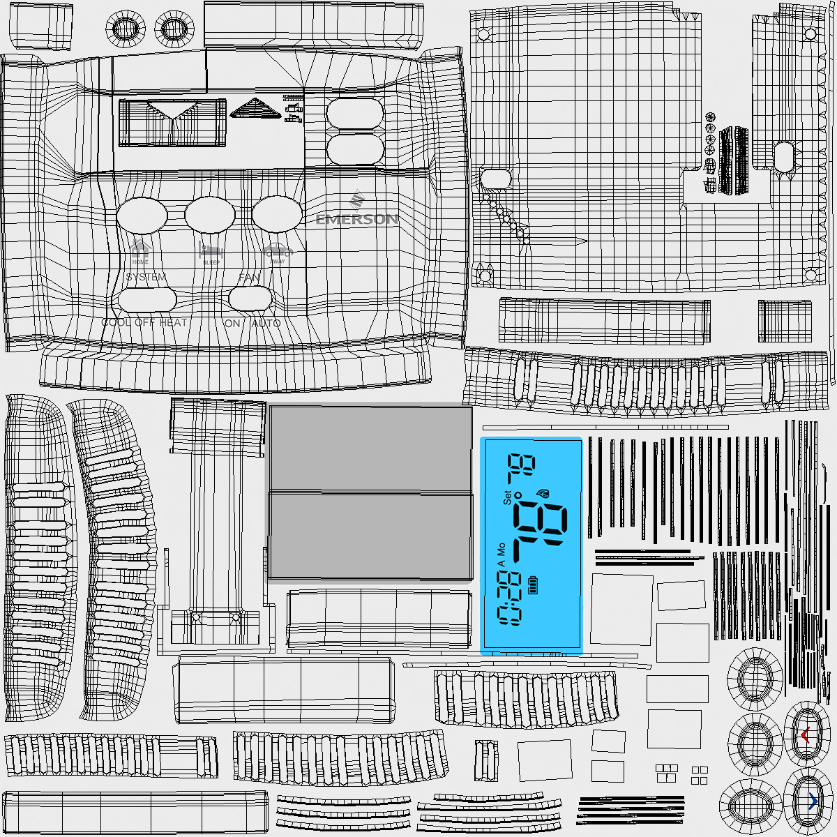 3D model Home Thermostat Emerson 1F80-0261 Switched On