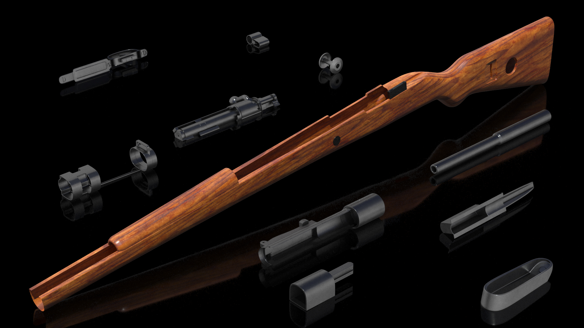 3D Mauser Karabiner 98K Bolt Action Rifle model