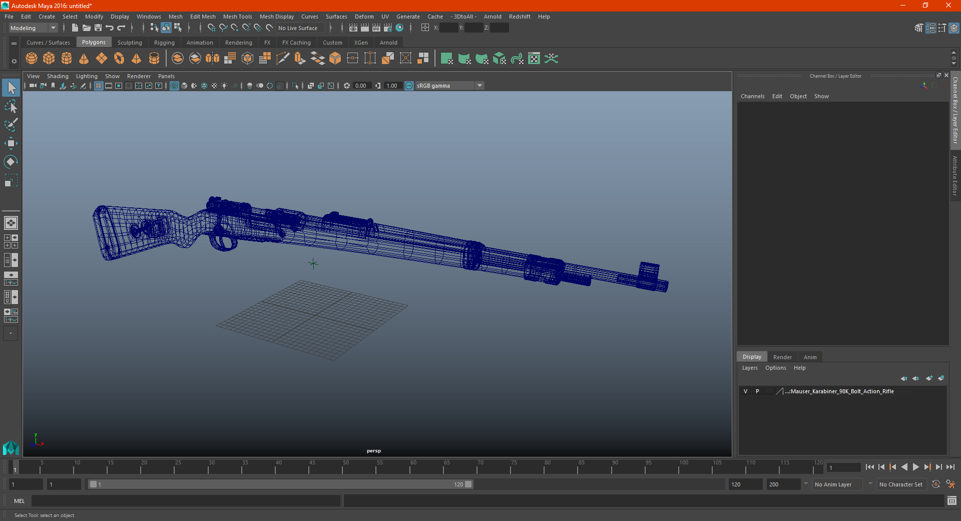 3D Mauser Karabiner 98K Bolt Action Rifle model