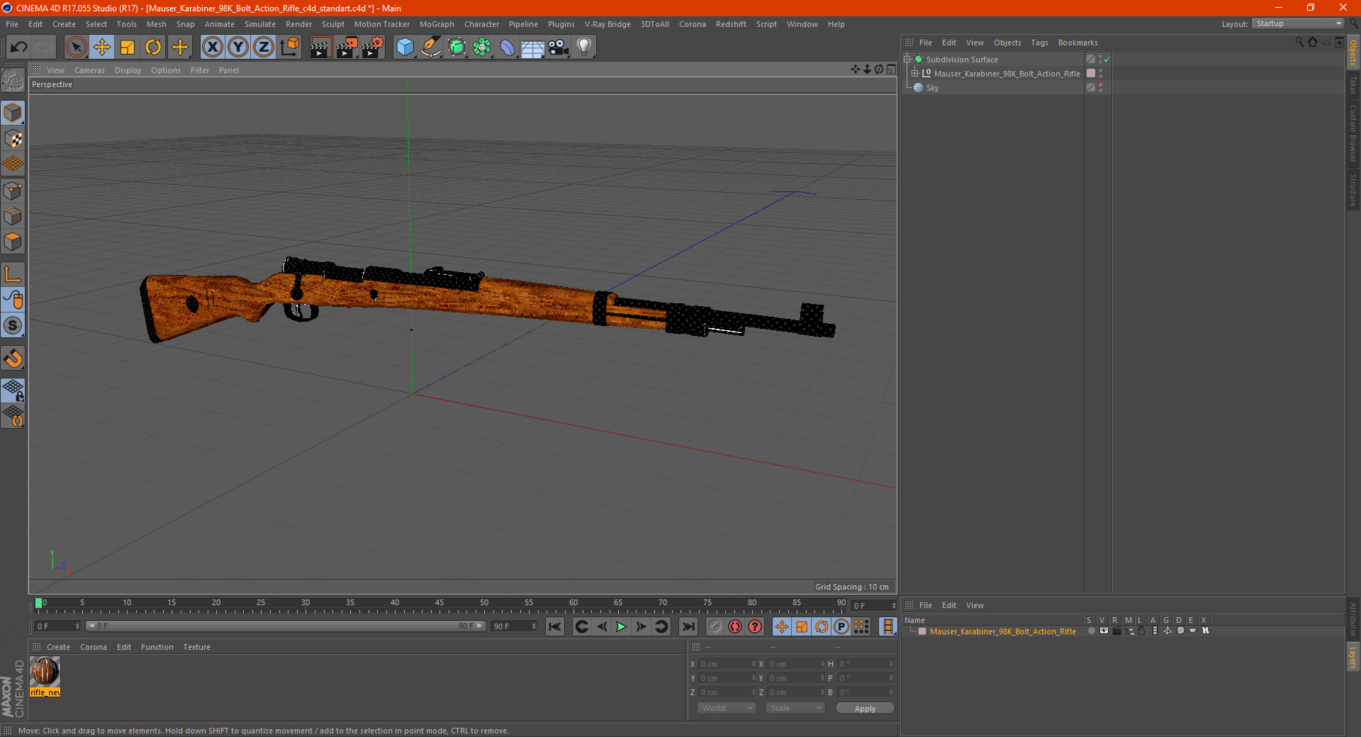 3D Mauser Karabiner 98K Bolt Action Rifle model