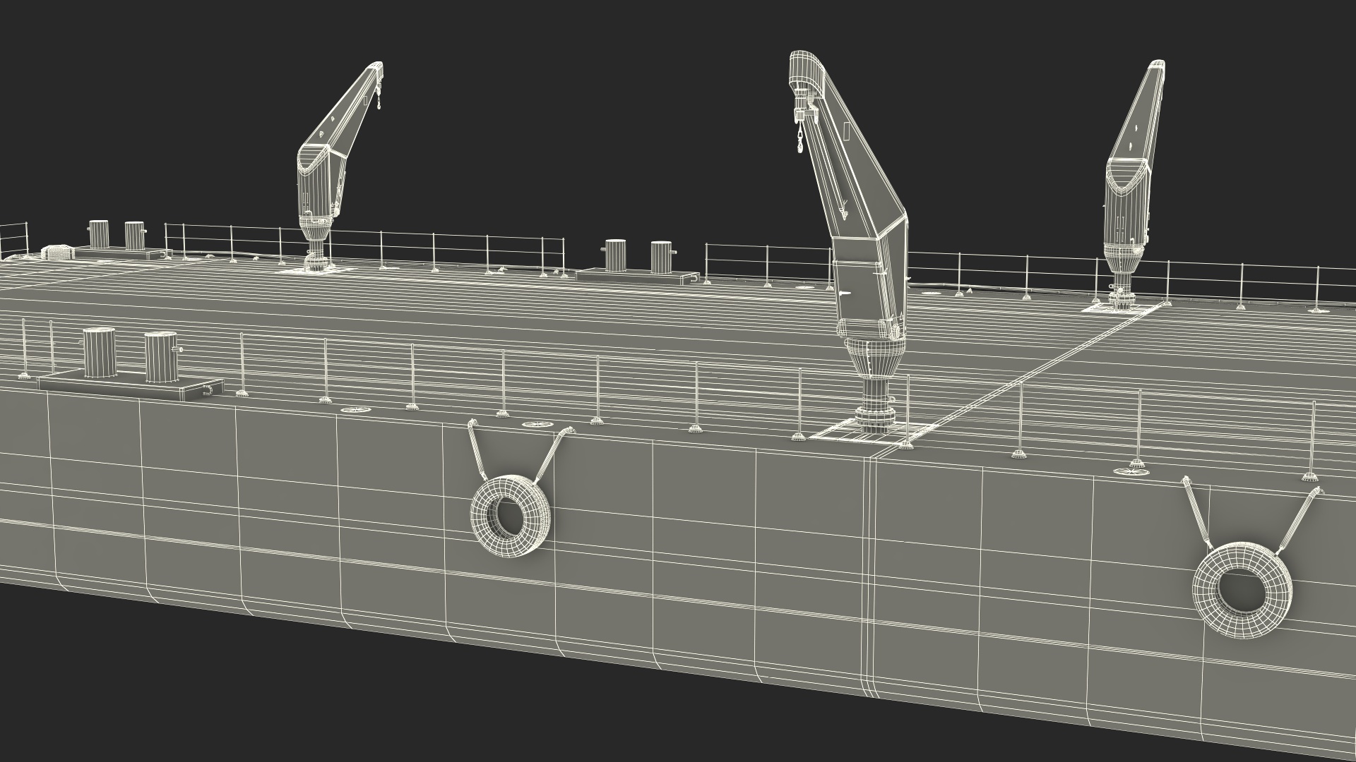 3D model Pontoon Barge with Cranes