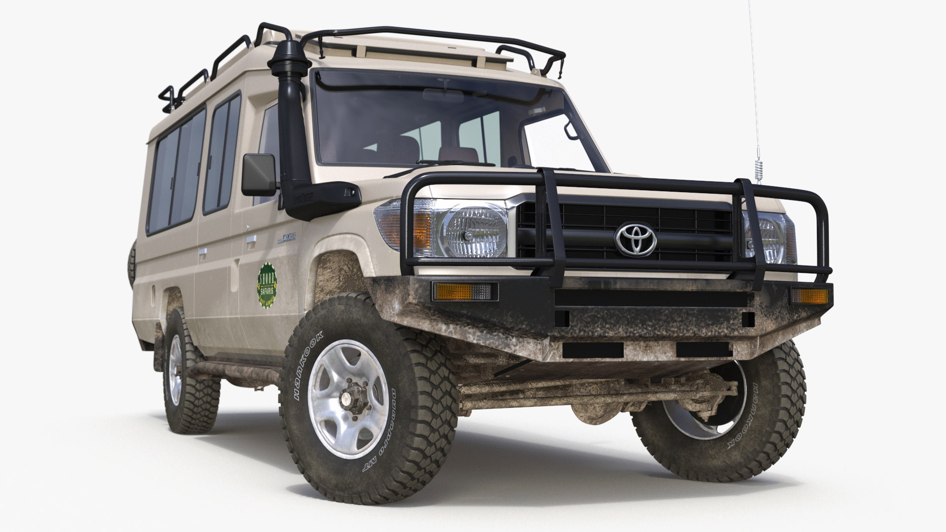 Toyota Land Cruiser Safari Beige Dirty Rigged for Maya 3D model