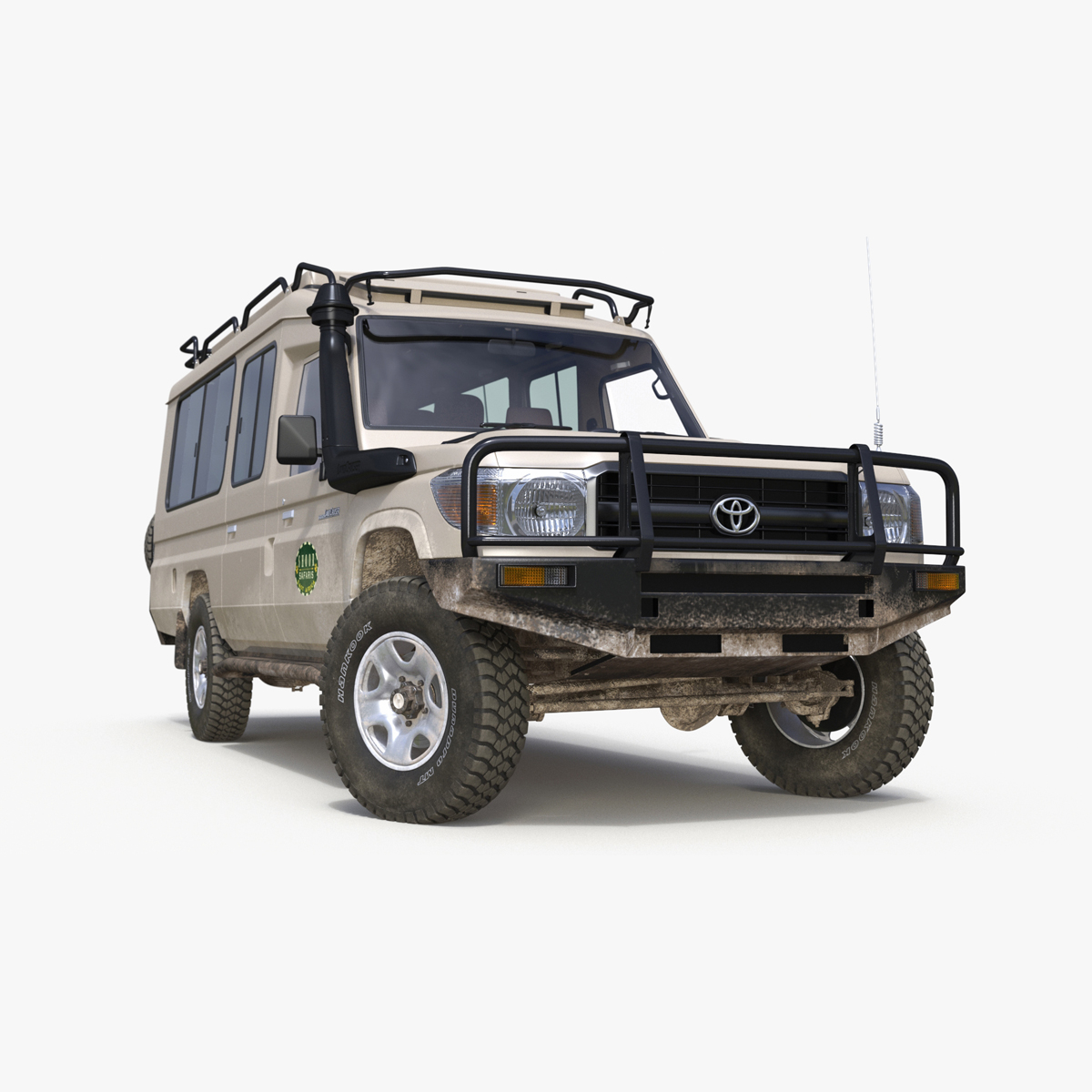 Toyota Land Cruiser Safari Beige Dirty Rigged for Maya 3D model