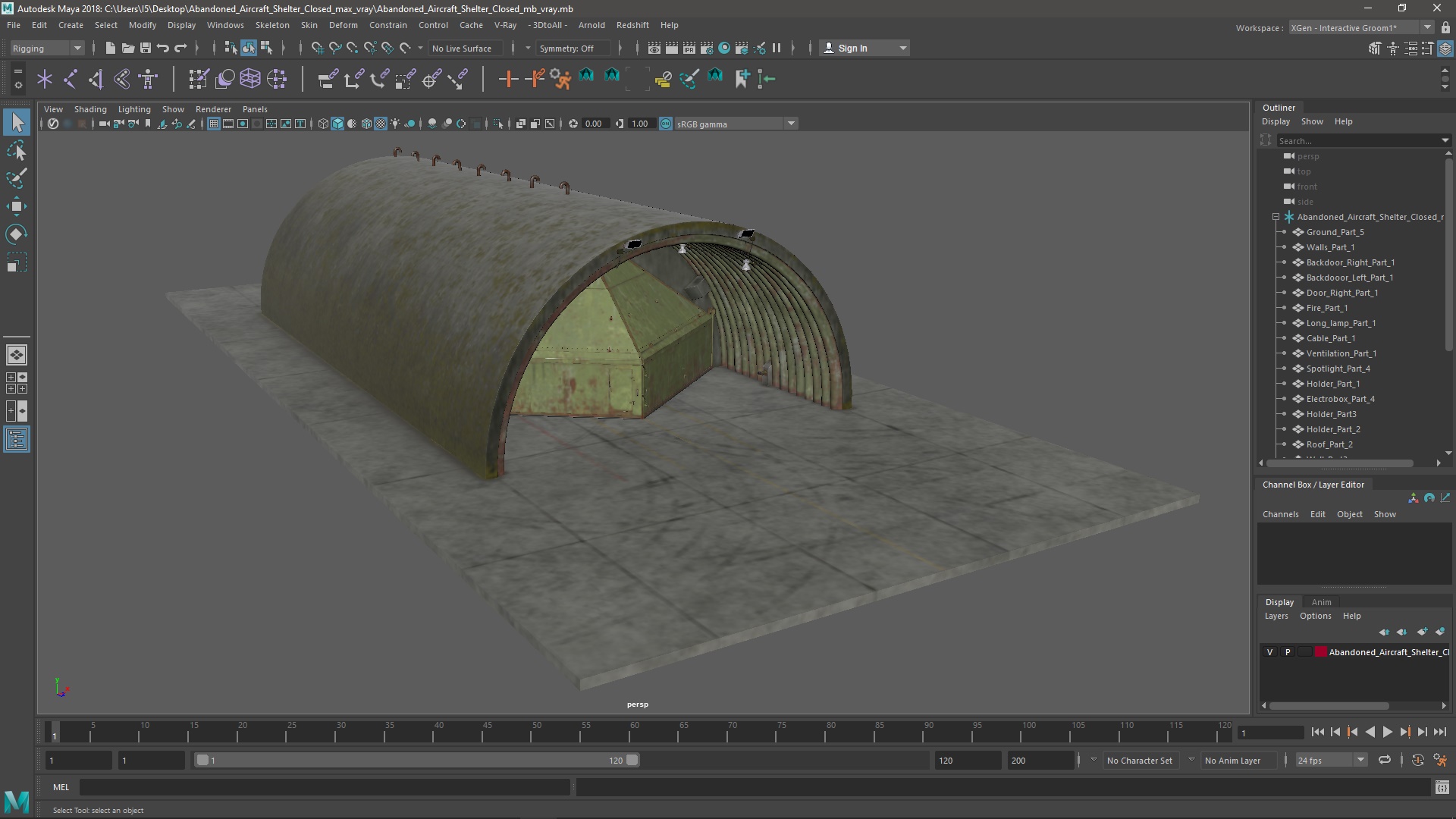 3D Abandoned Aircraft Shelter Closed model