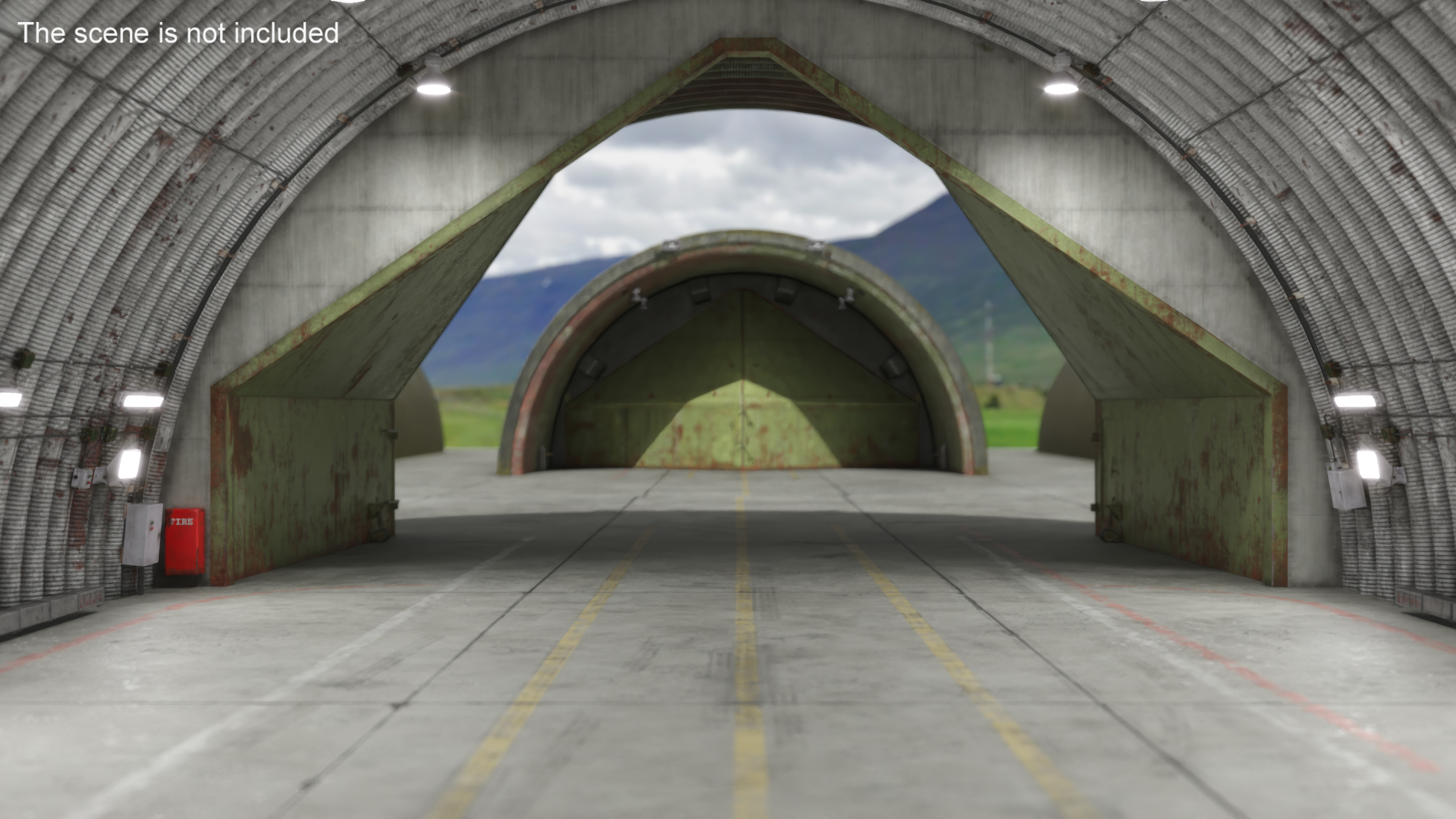 3D Abandoned Aircraft Shelter Closed model