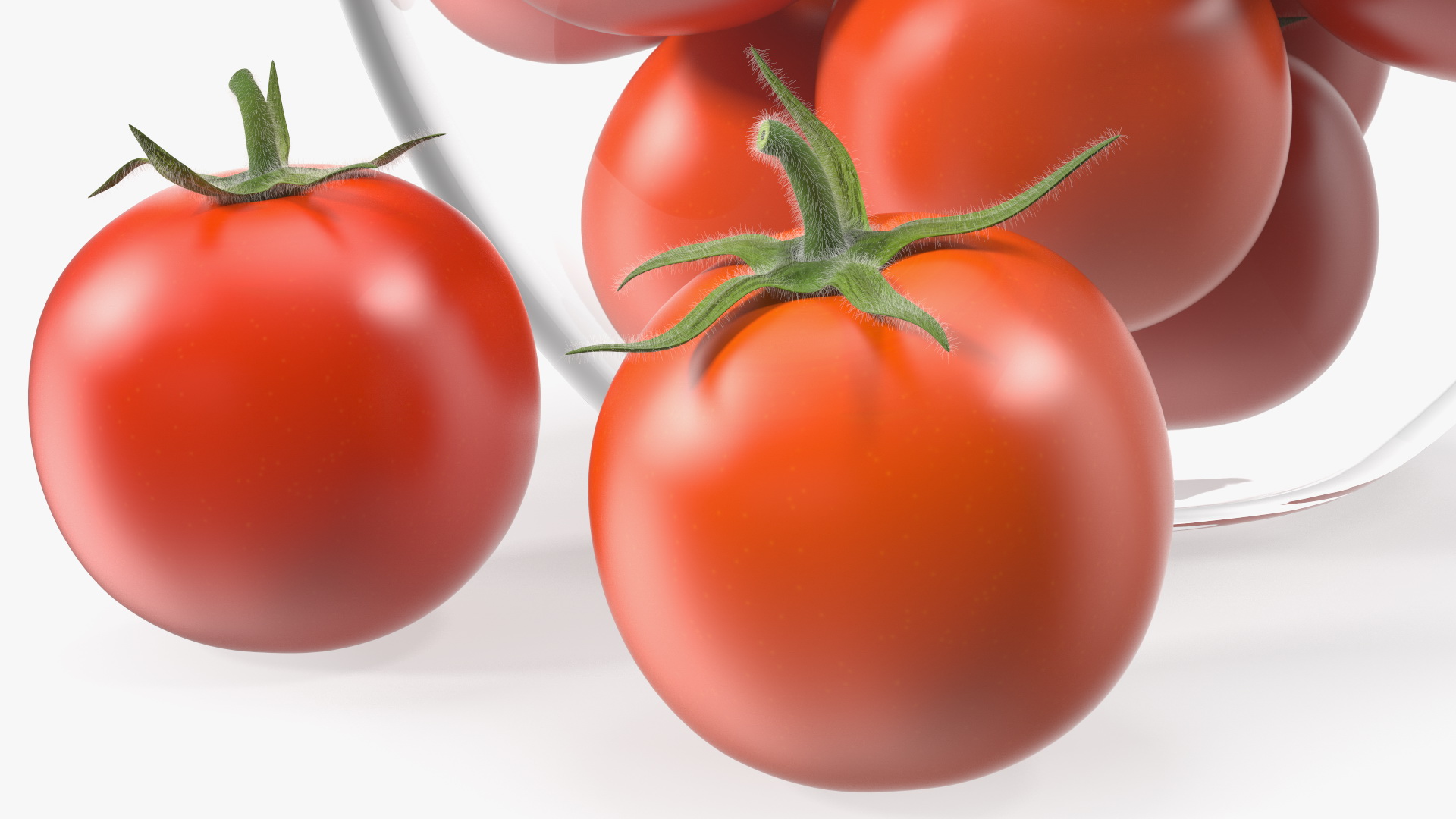 3D Cherry Tomatoes in Glass Bowl Fur model