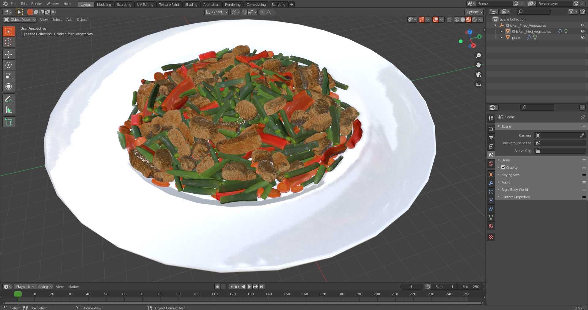 Chicken Fried Vegetables 3D model